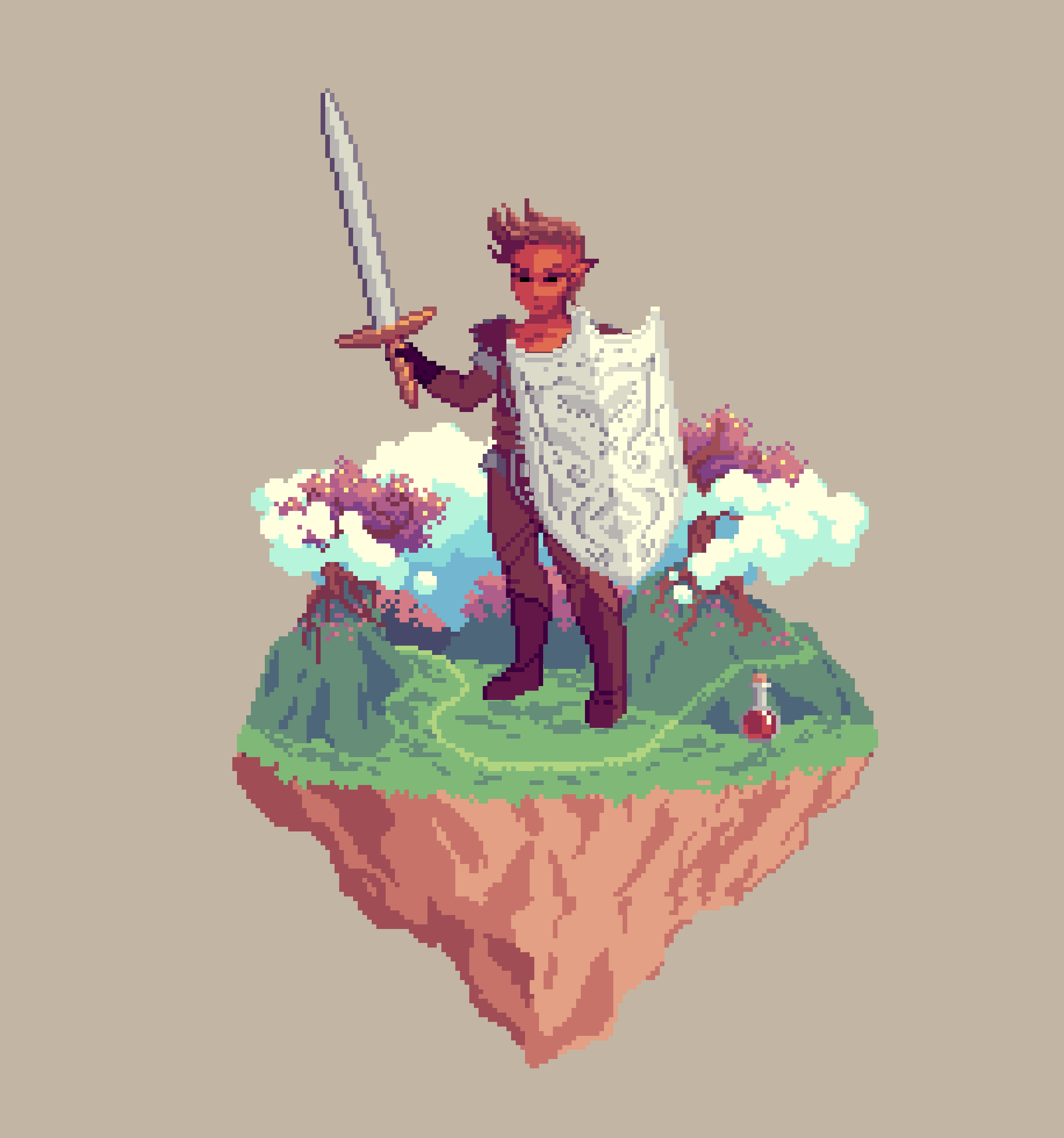 Dawn Half-Elf Pearlshield Paladin from The Glade + Potion