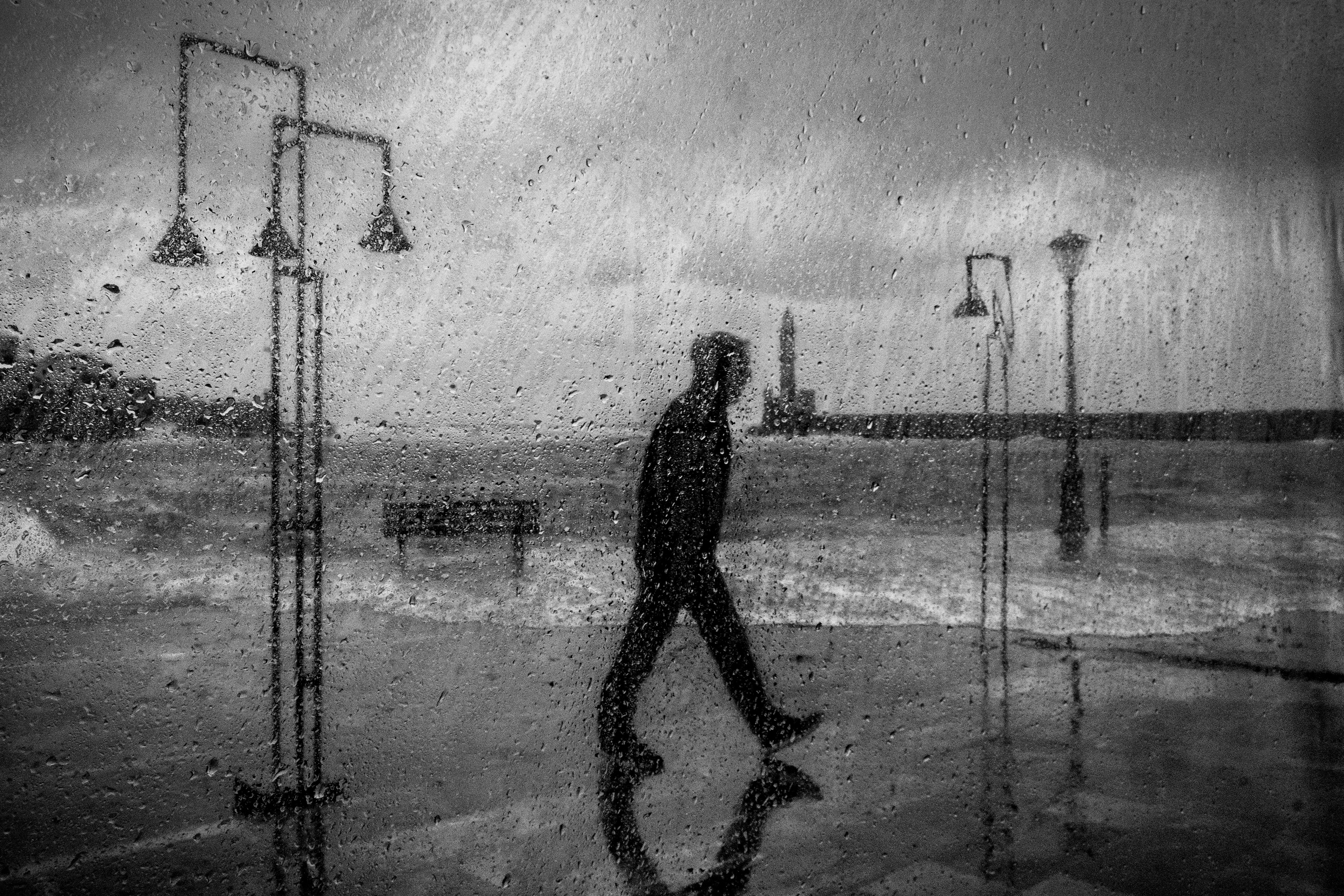 Silhouette on a stormy day at the Old Harbor