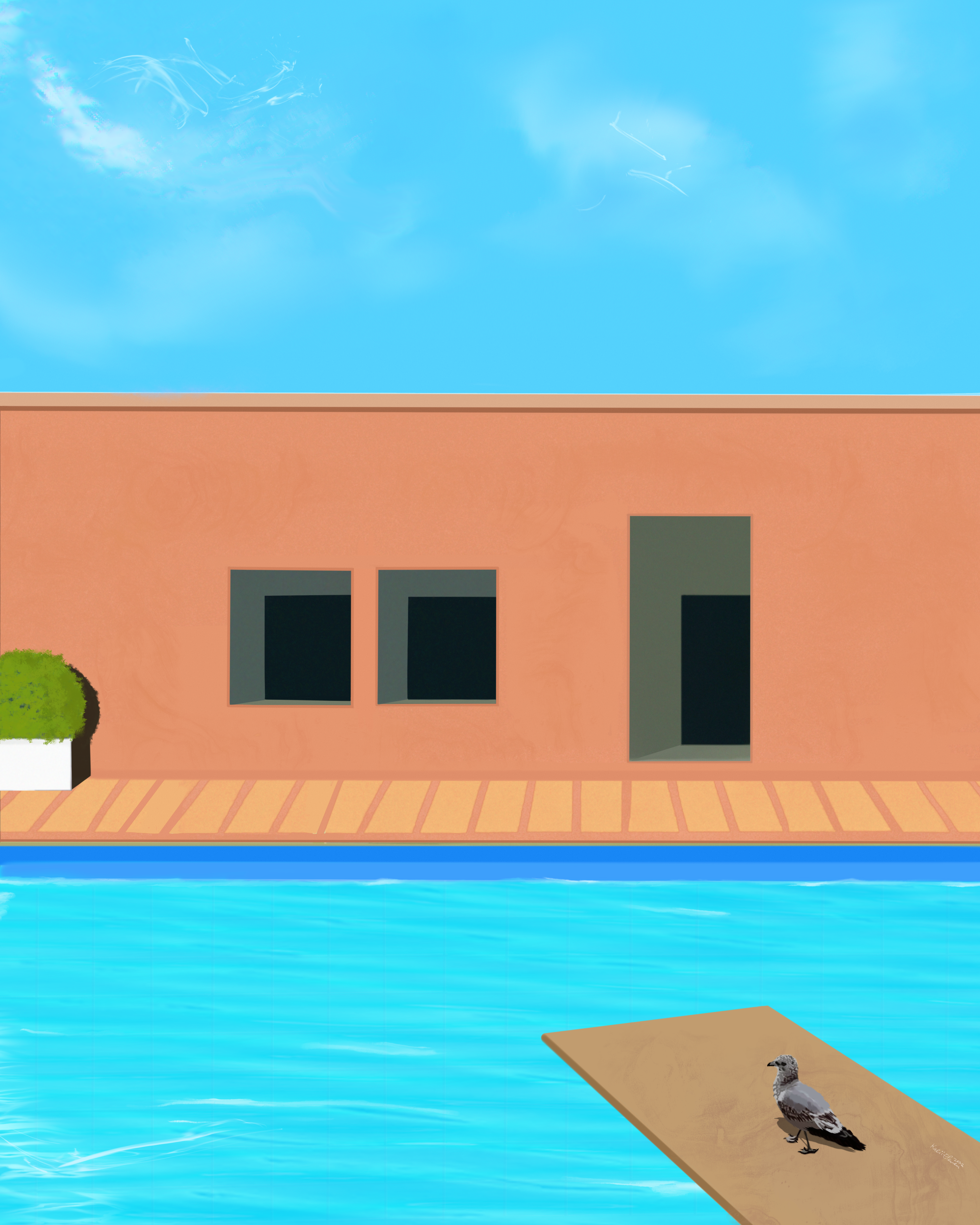 Sunbathing by the pool