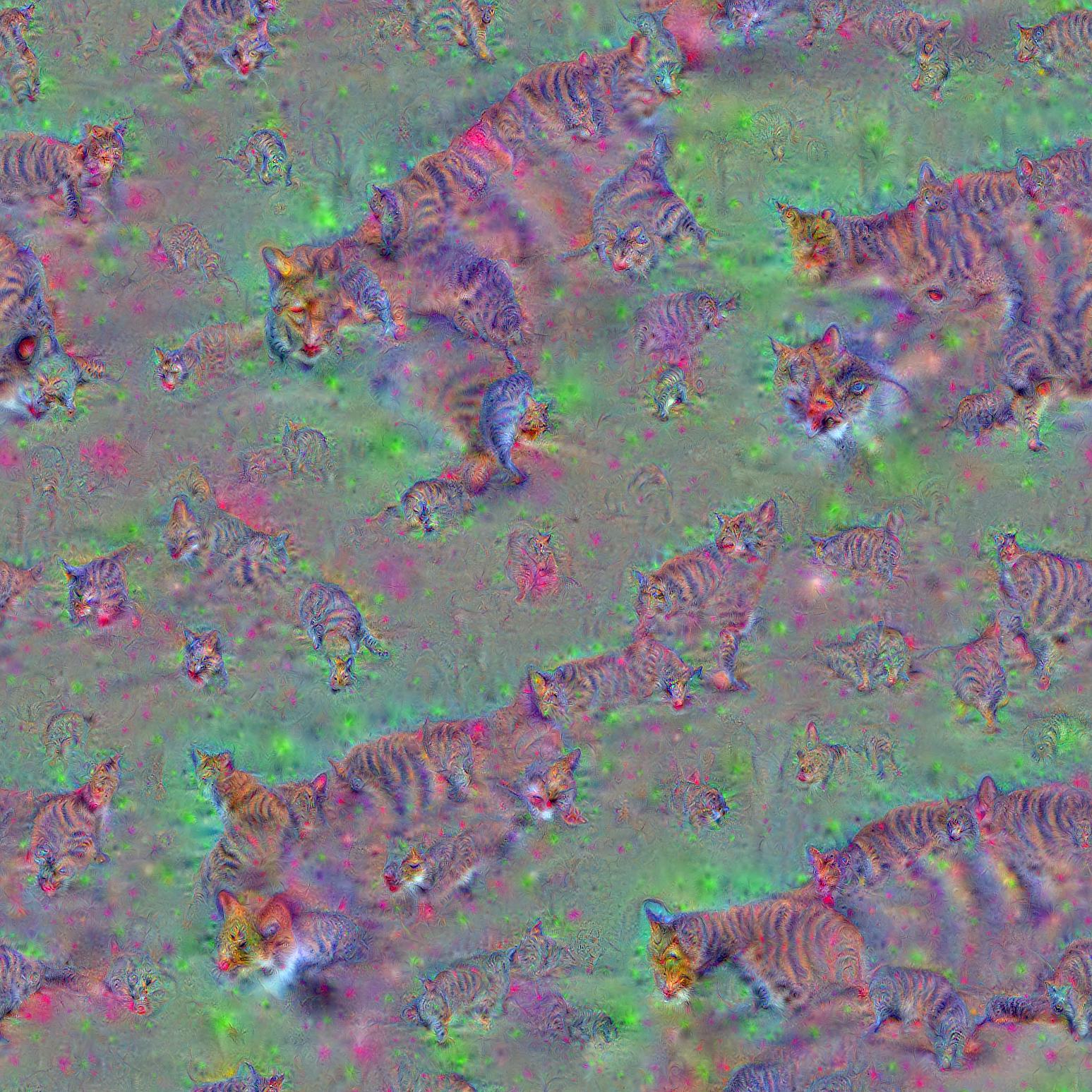 Cats, 2015/05 Deep Dream by Alex Mordvintsev