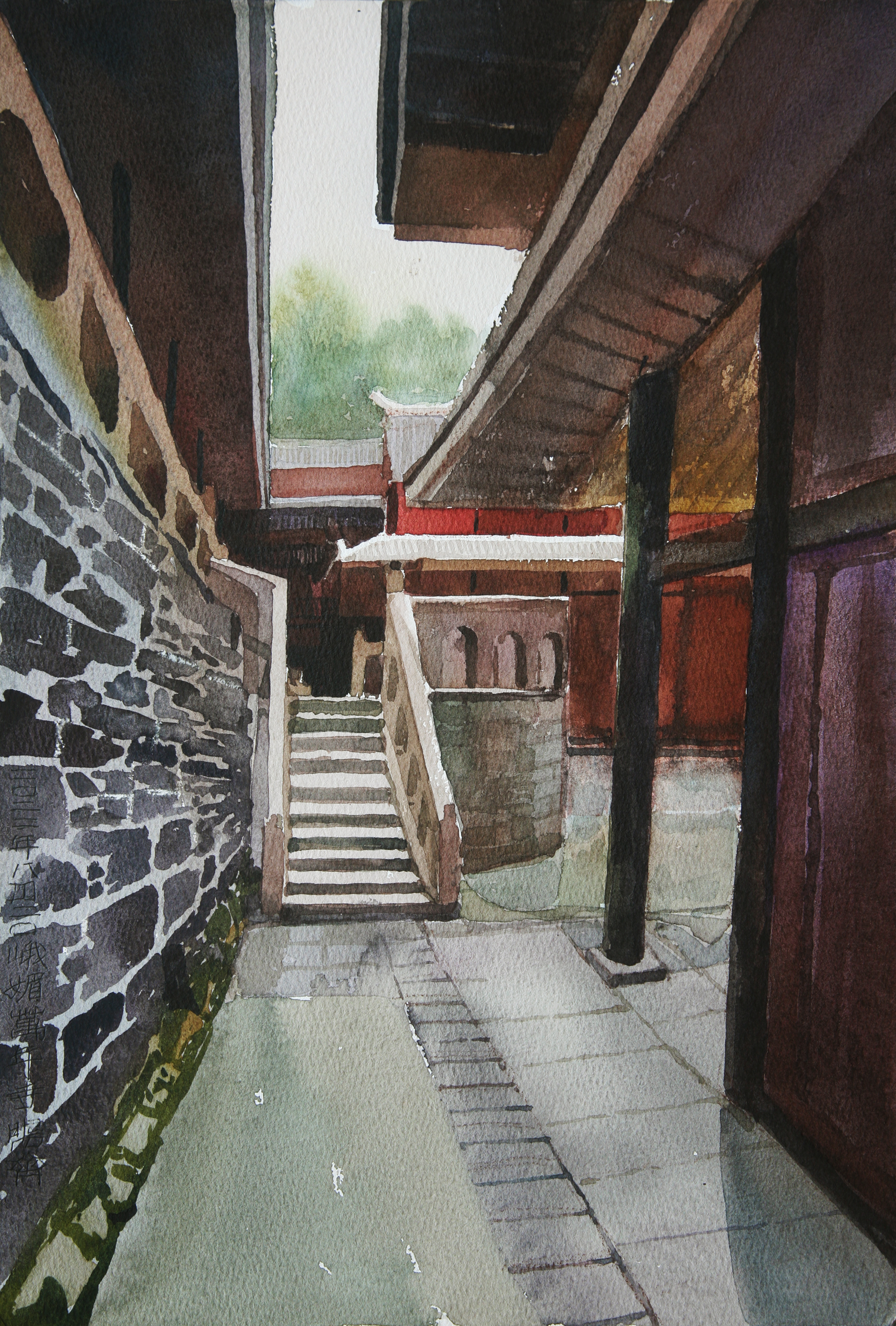 A view of Wannian Temple—bells drifting through the clouds, pine shadows resting on the steps