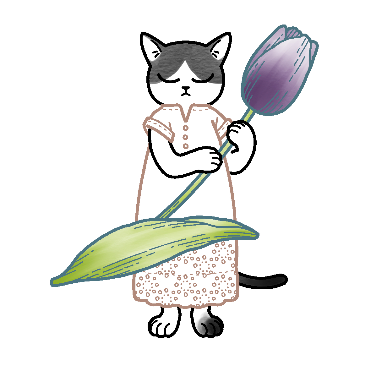 Hachiwale with tulips.