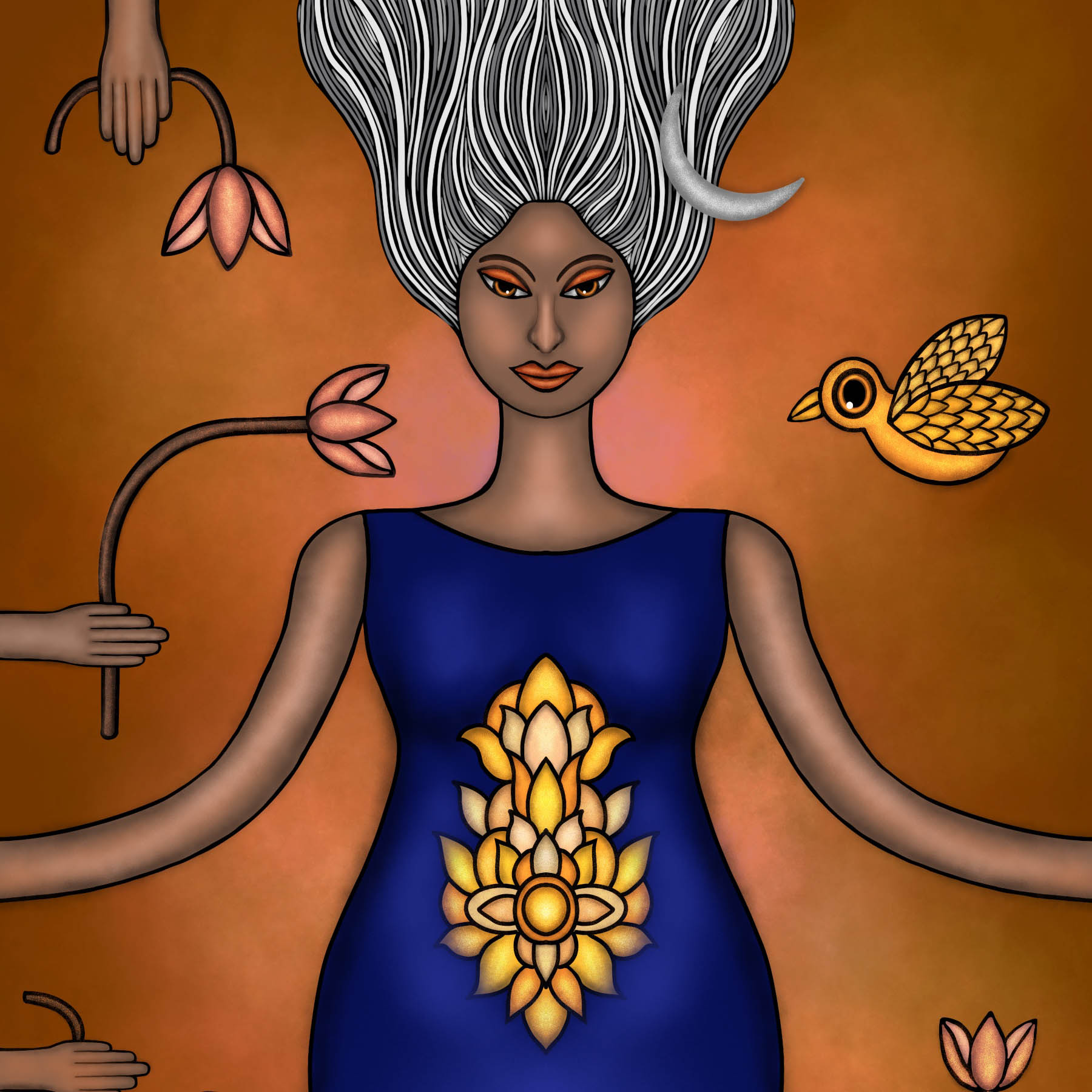 The crescent moon and the bird