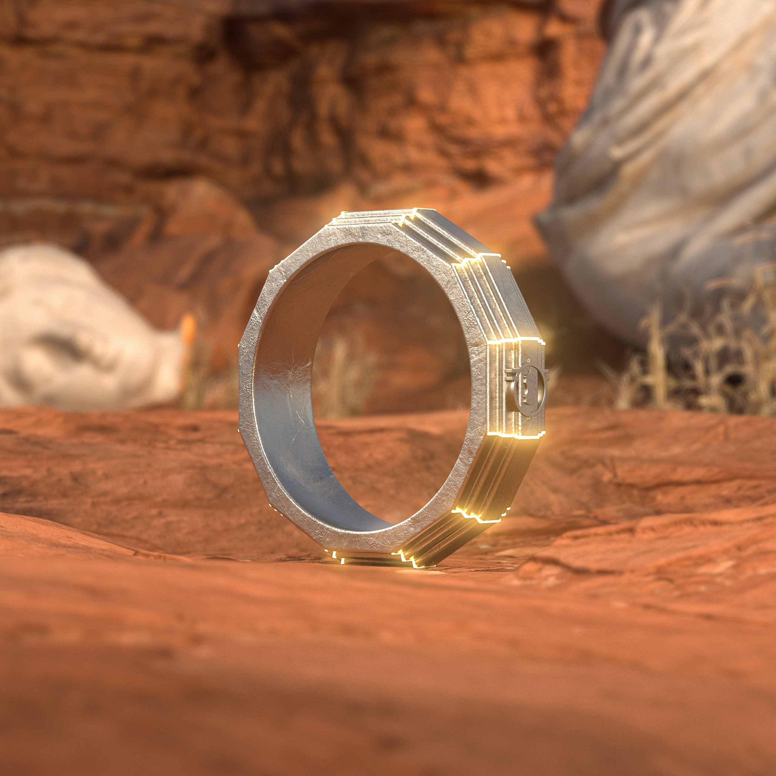 "Brimstone Bite" Platinum Ring of Power +1