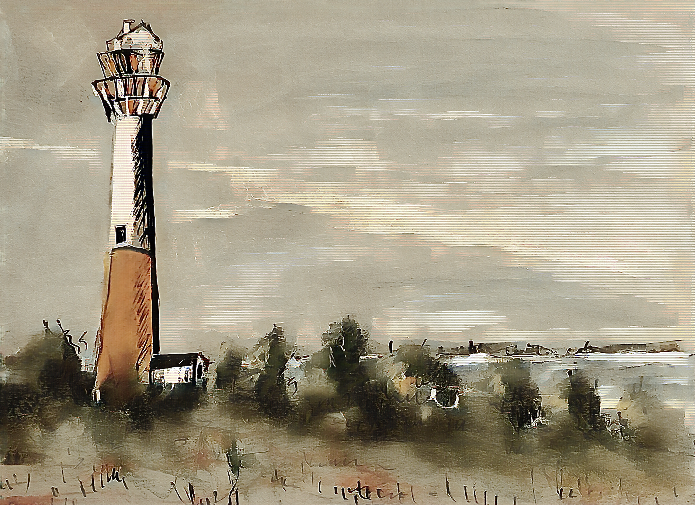 Lighthouse: gloomy with a touch of numpytillism 