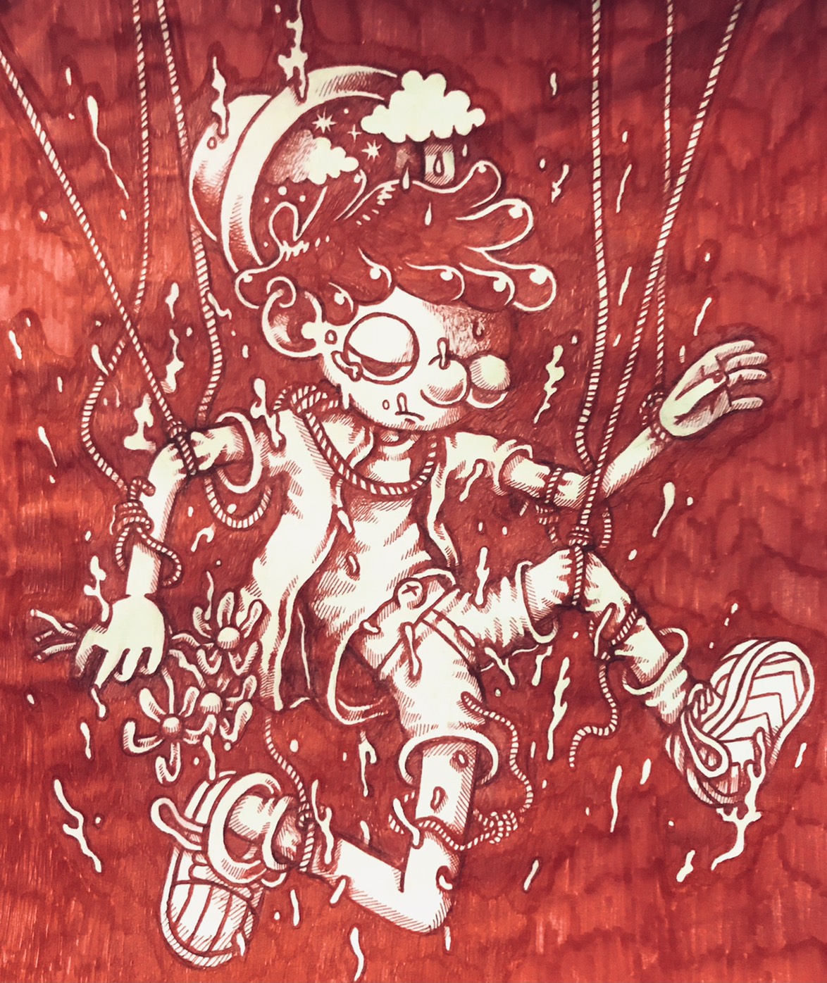 red sad time with my flower