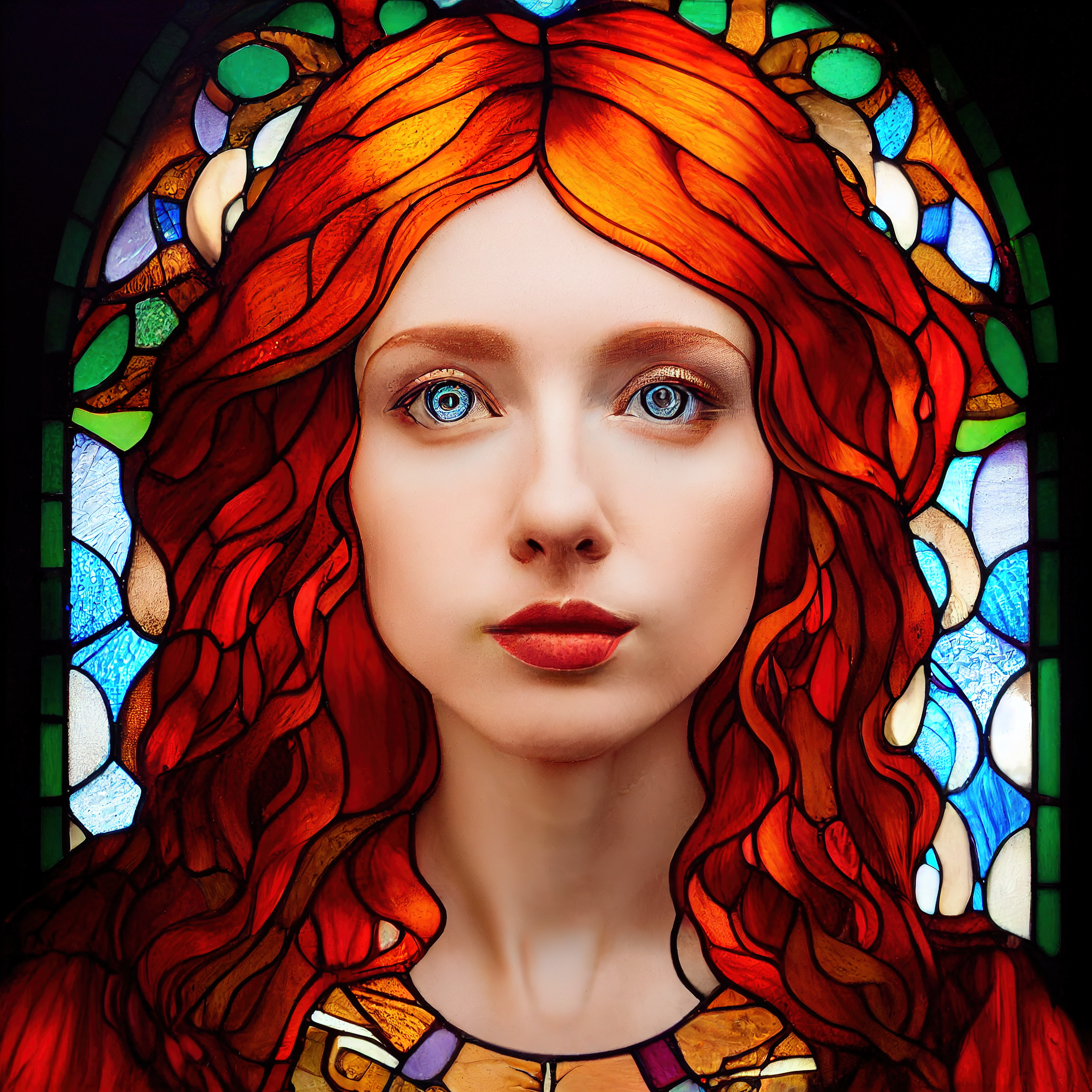 Woman in stained glass