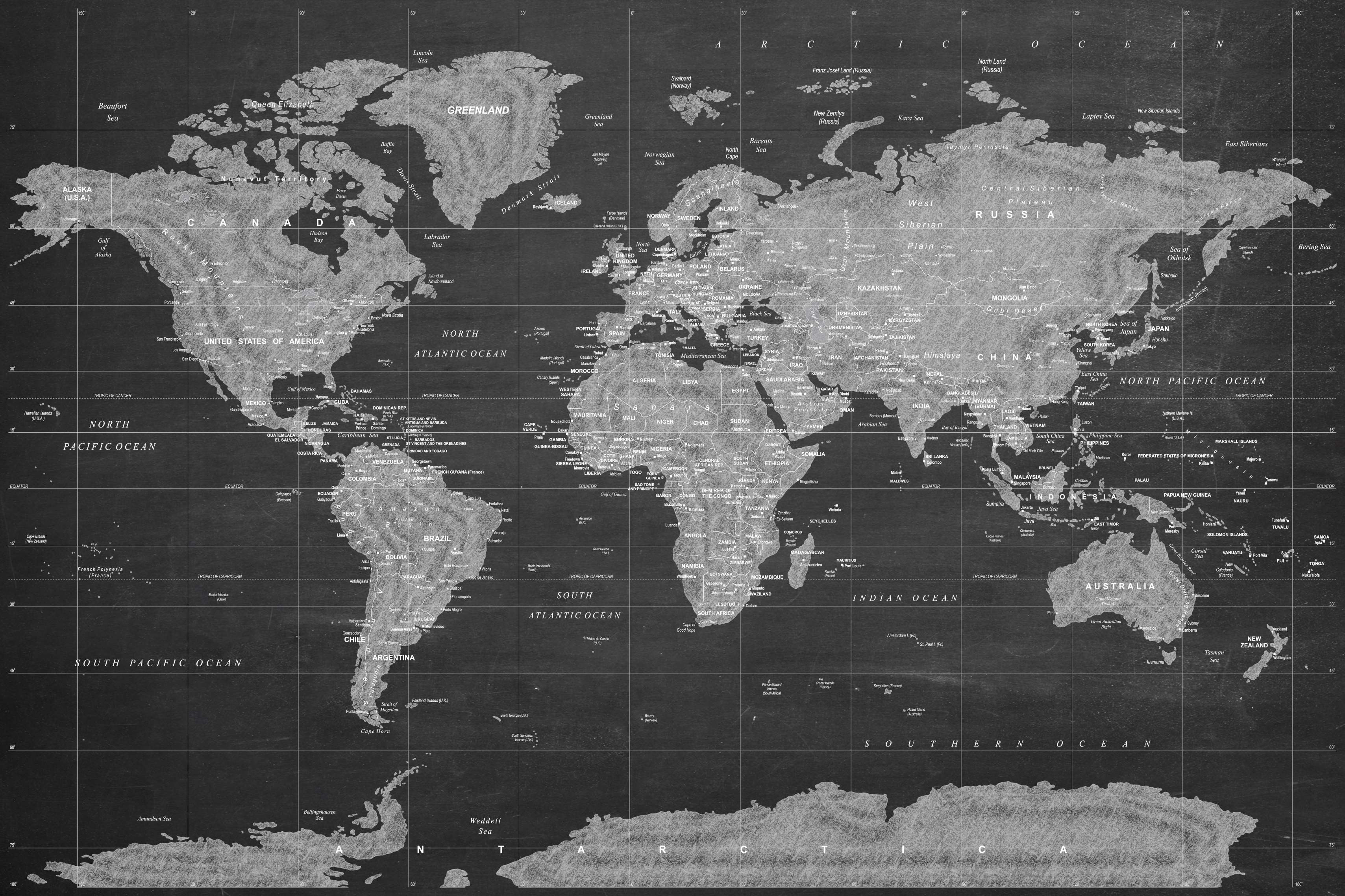 World Map Chalk Board Edition