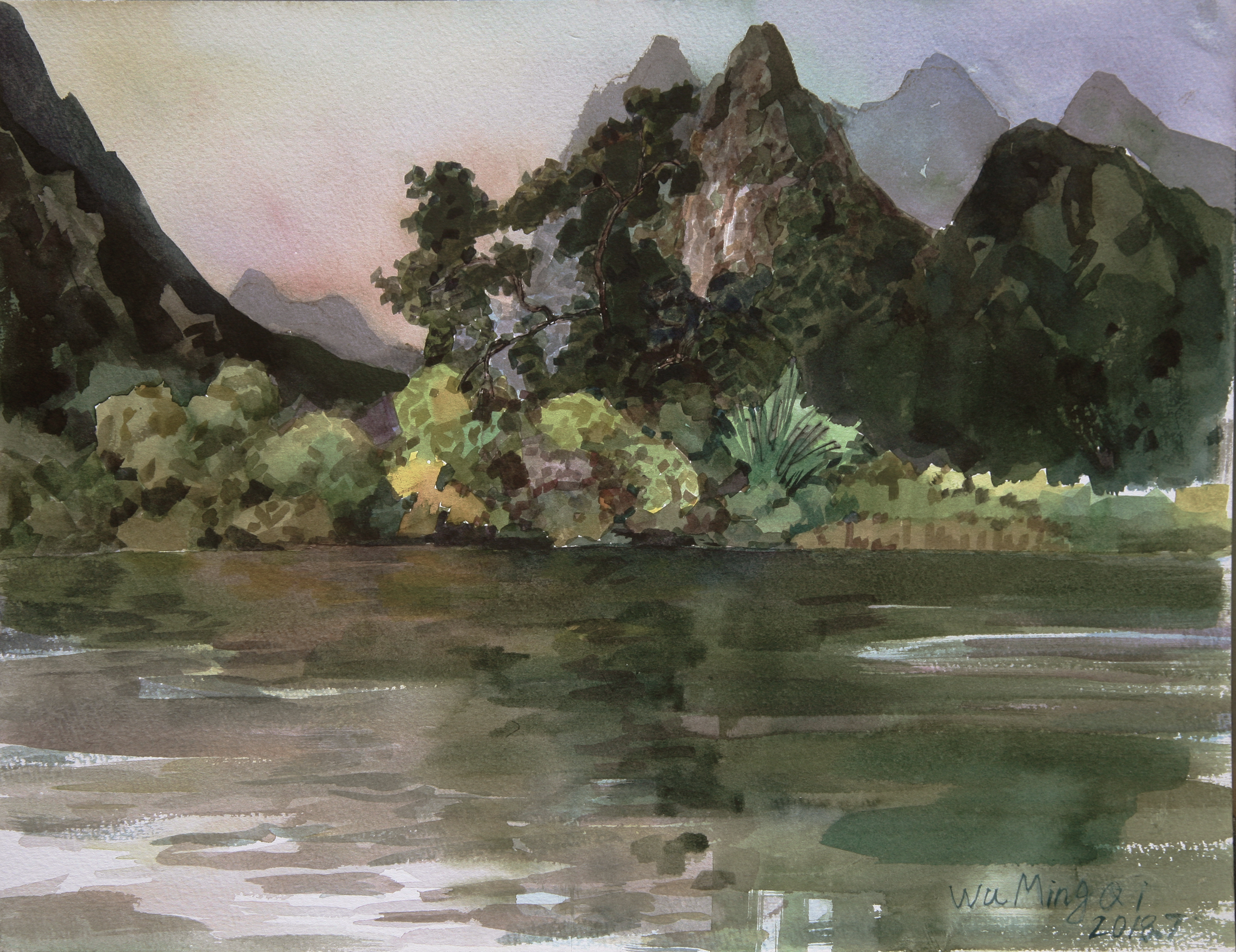 By the pavilion beside the fragrant pond