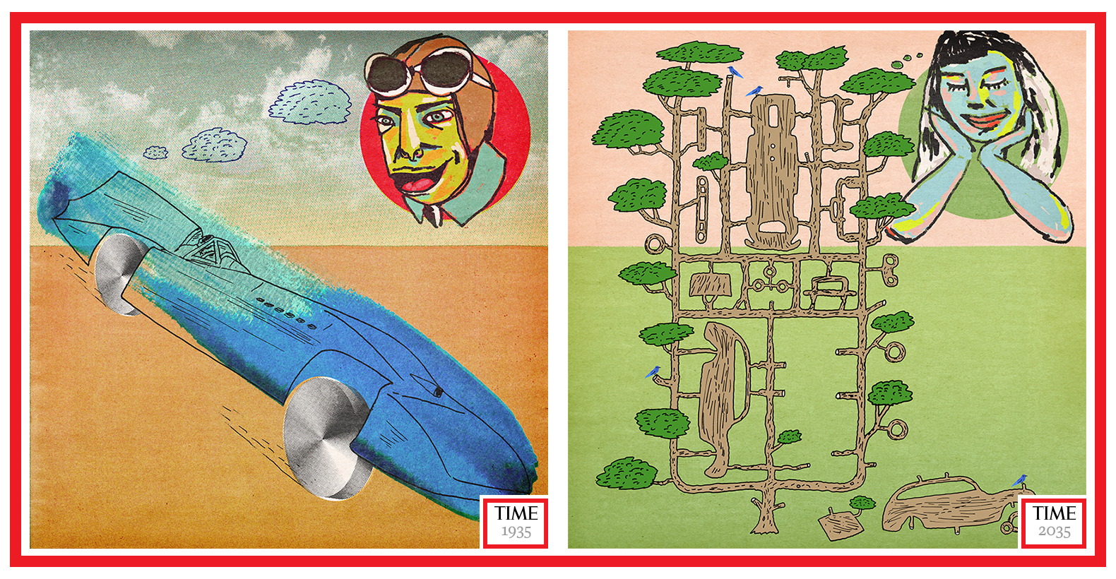 FASTER AND FASTER, 1935 by Peter Arkle & TJ Huff & BETTER AND BETTER, 2035 by Peter Arkle & TJ Huff