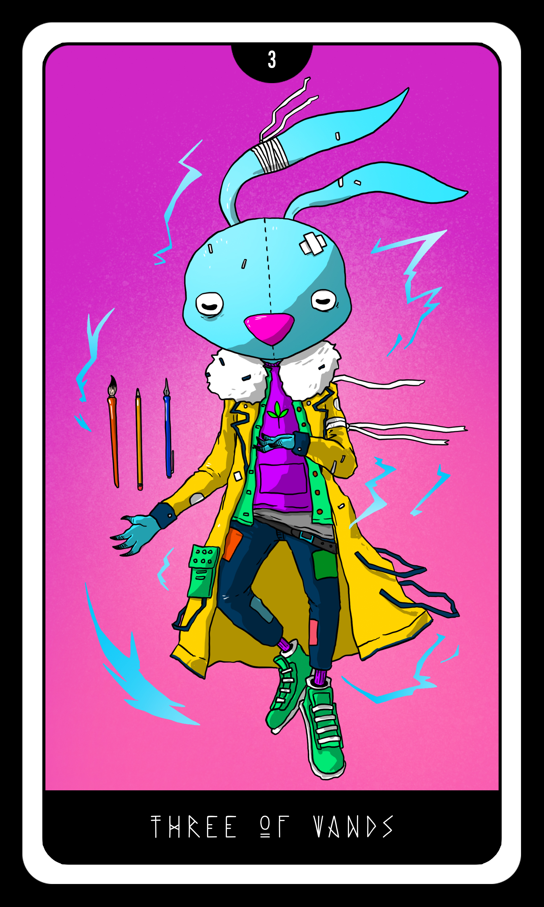 Rosko Sees the Future: Three of Wands - Original Coloring