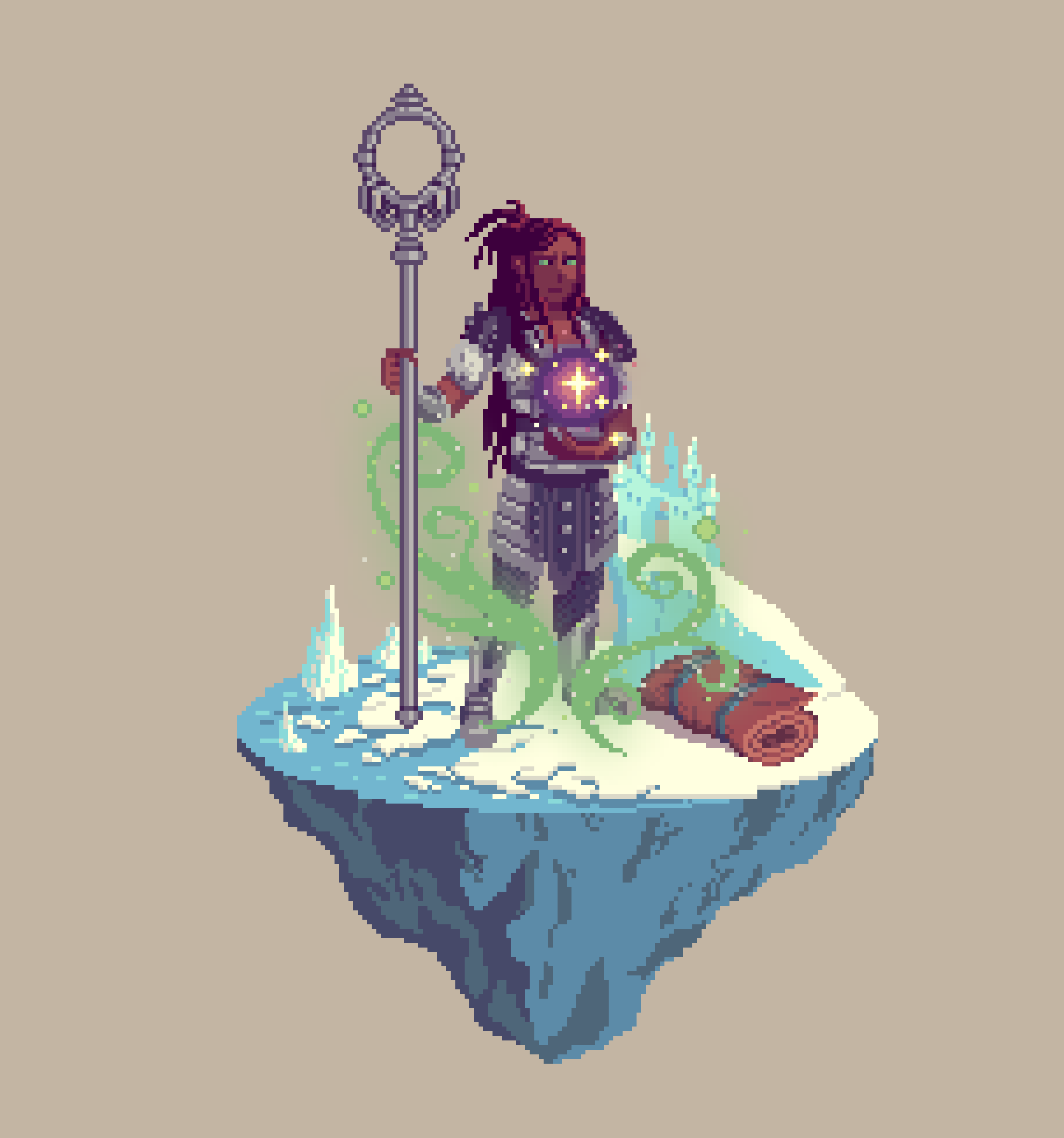 Valiant Human Chaos Sorcerer from The Castle + Bedroll