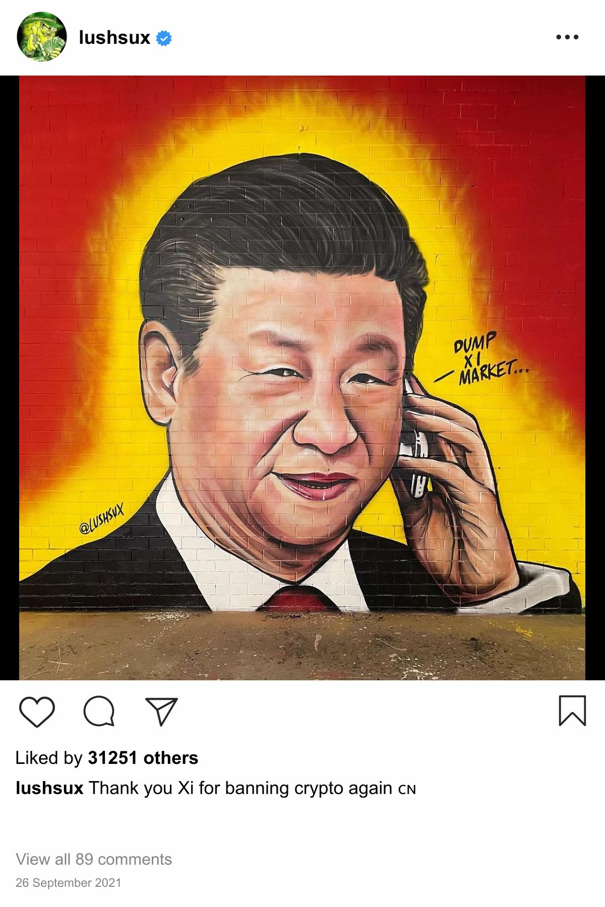 Lushsux #4418 - Mural Xi Jinping