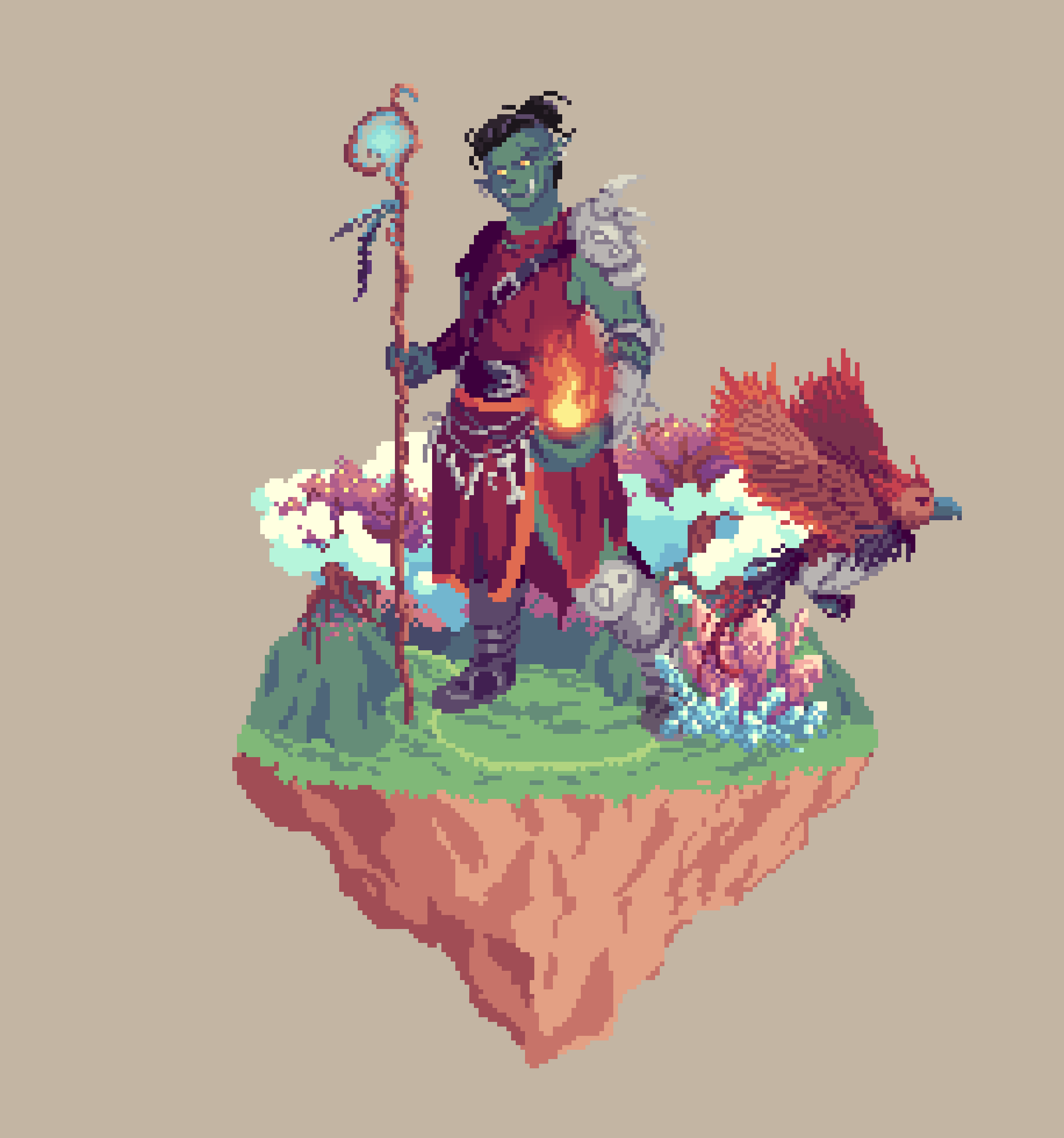 Bonebelter Half-Orc Phoenix Druid from The Glade + Crystal