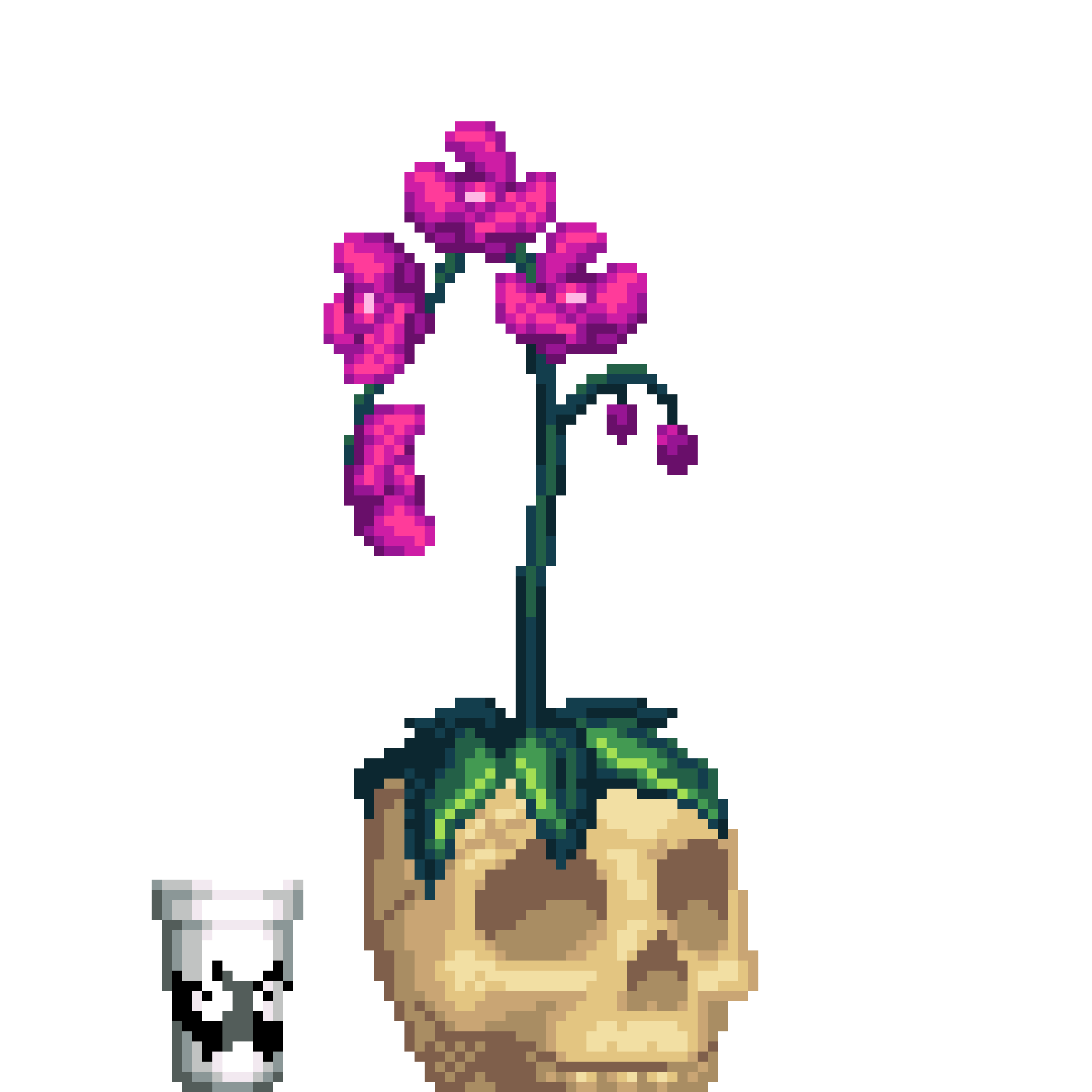 Purple Orchid in Bone Skull pot with Myk Styrofoam Cup