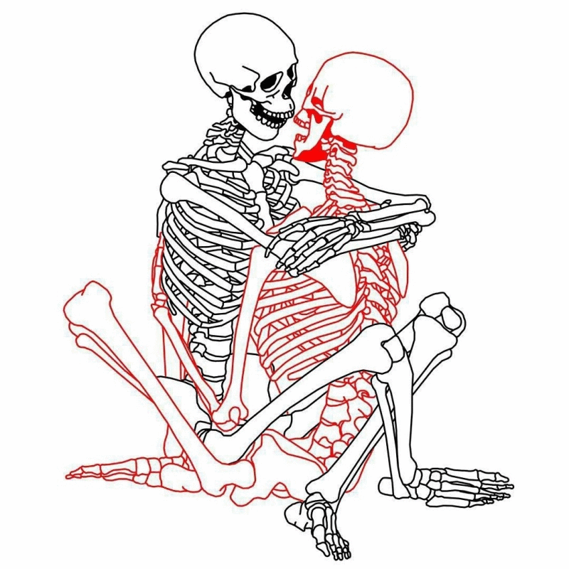 Skeleton friendship, "oil" painting machine .