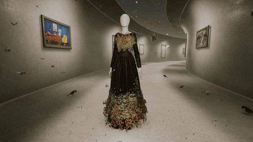 EVIE MIDNIGHT PLANT DRESS