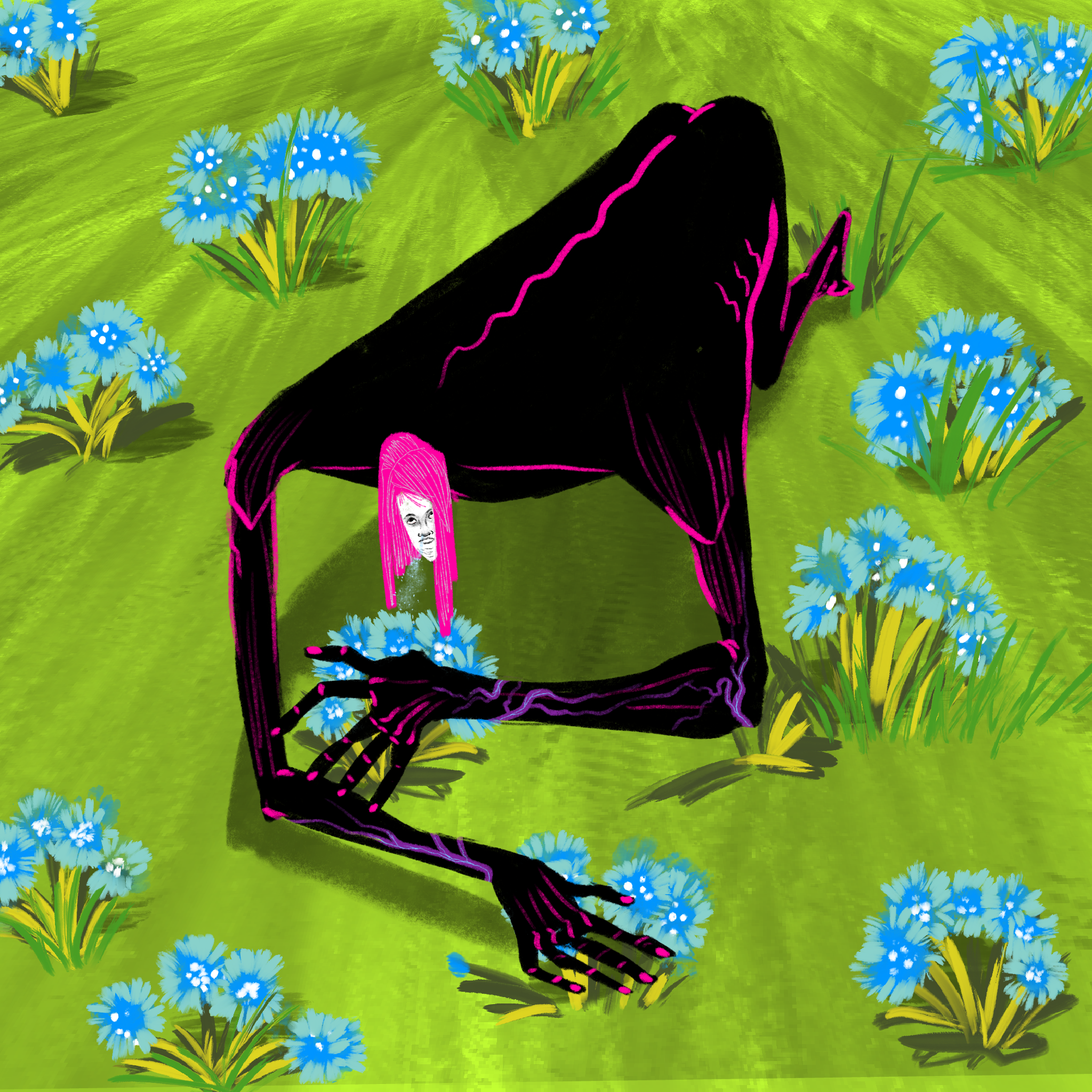 Smelling Blue Flowers