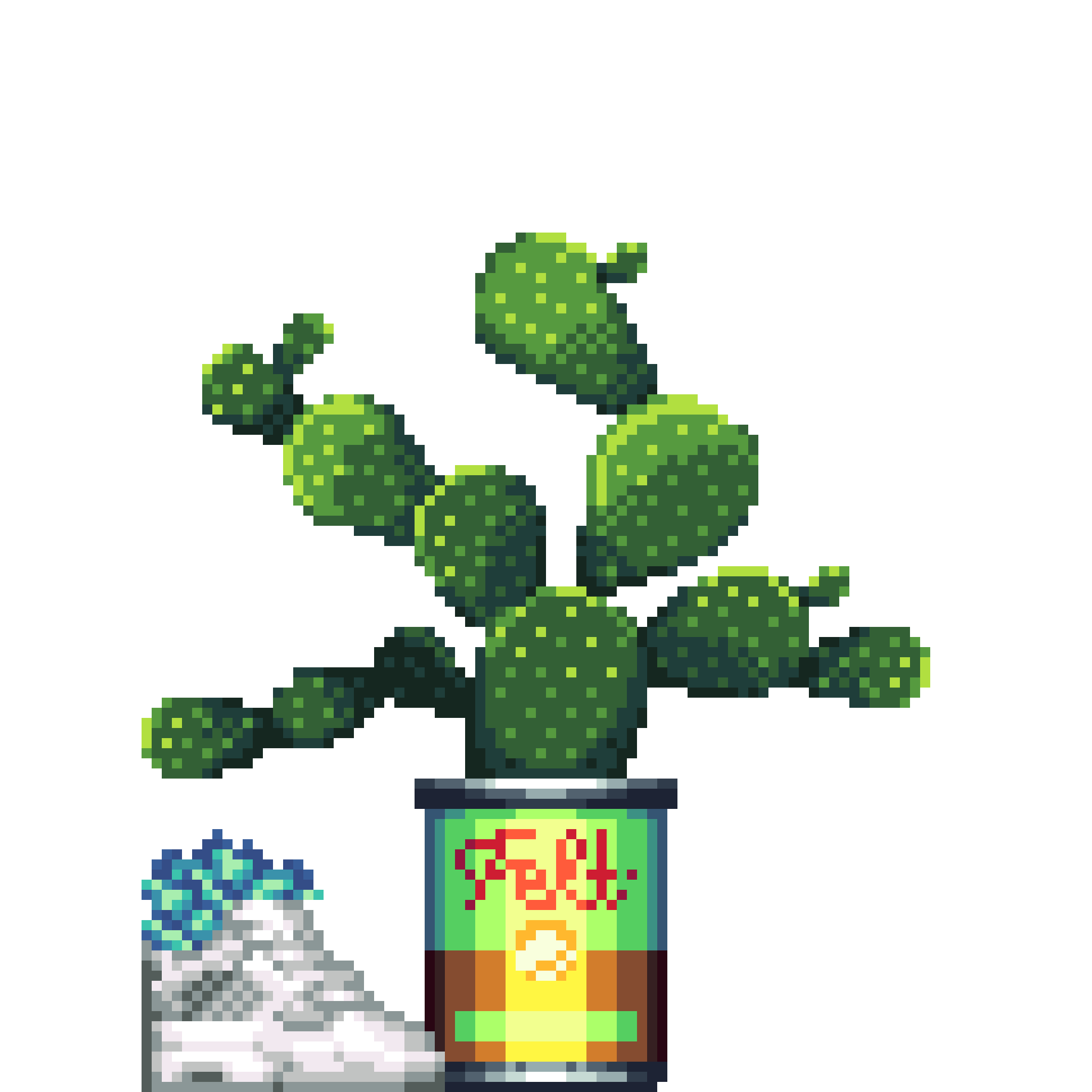 Bunny Ears Cactus in Pea Soup Can pot with Mini Sneaker Planter