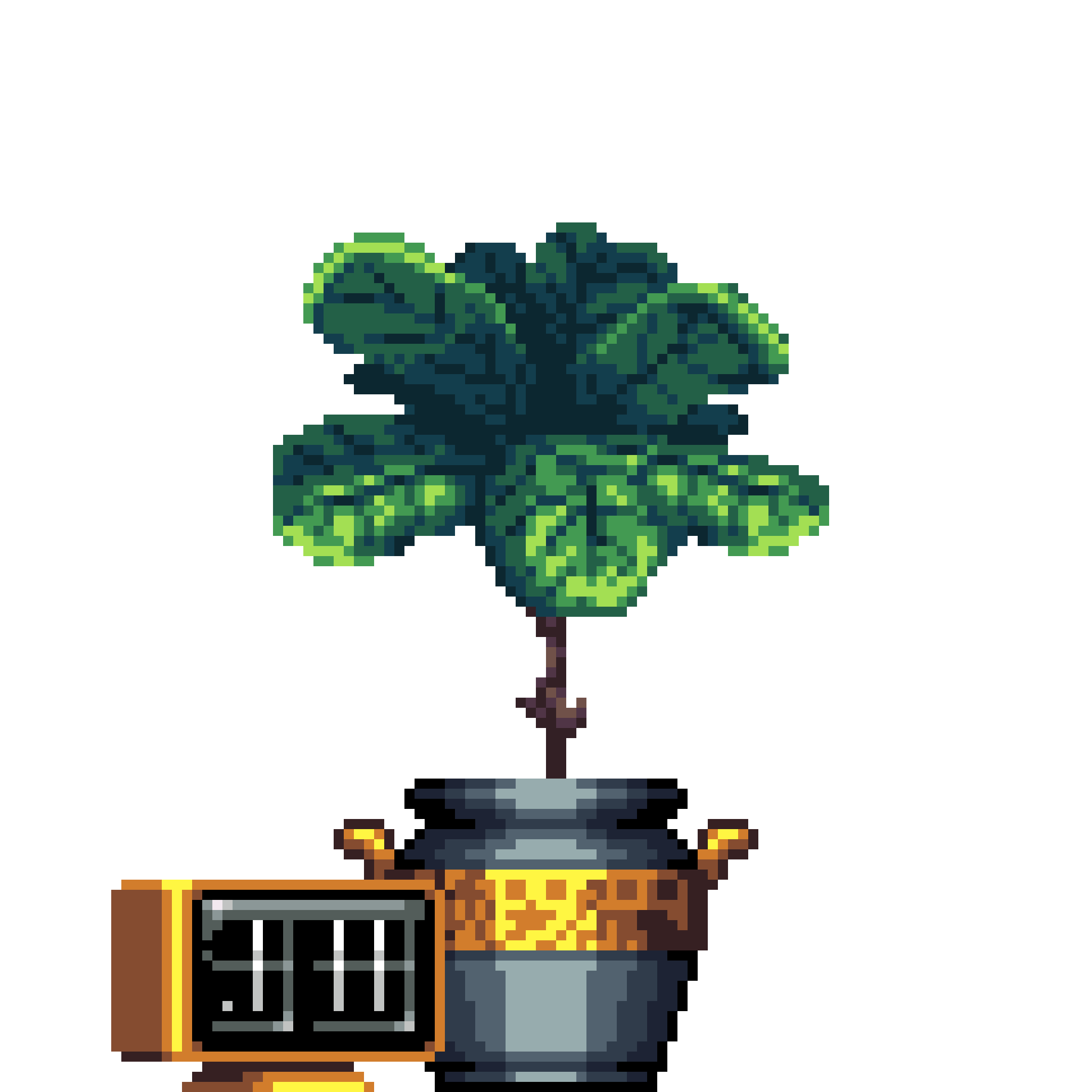 Fiddle-Leaf Fig in Greek Vase pot with Flip Clock