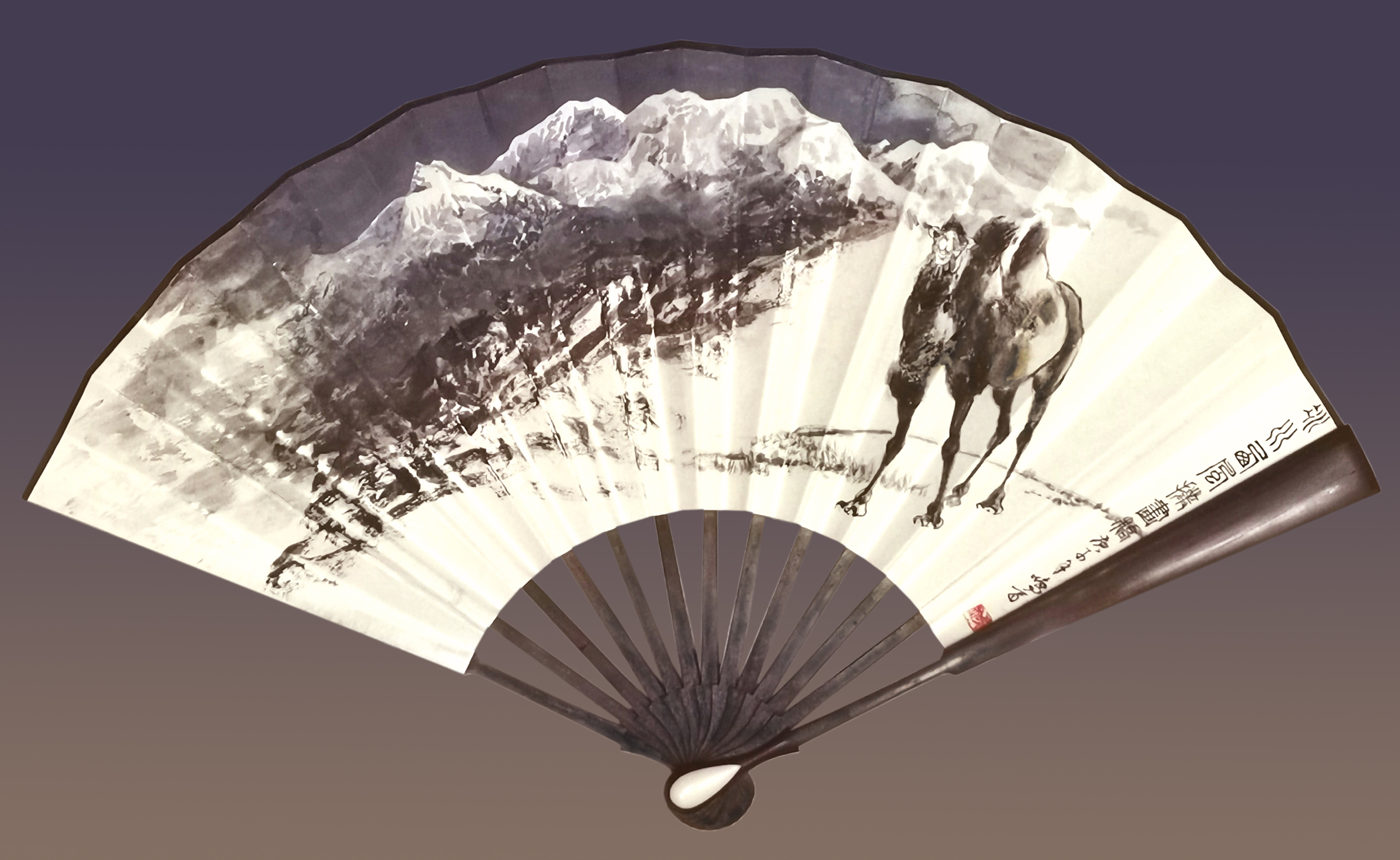 The western wind from the glacier sweeps across the painted bridge, frost hues drifting into dreams