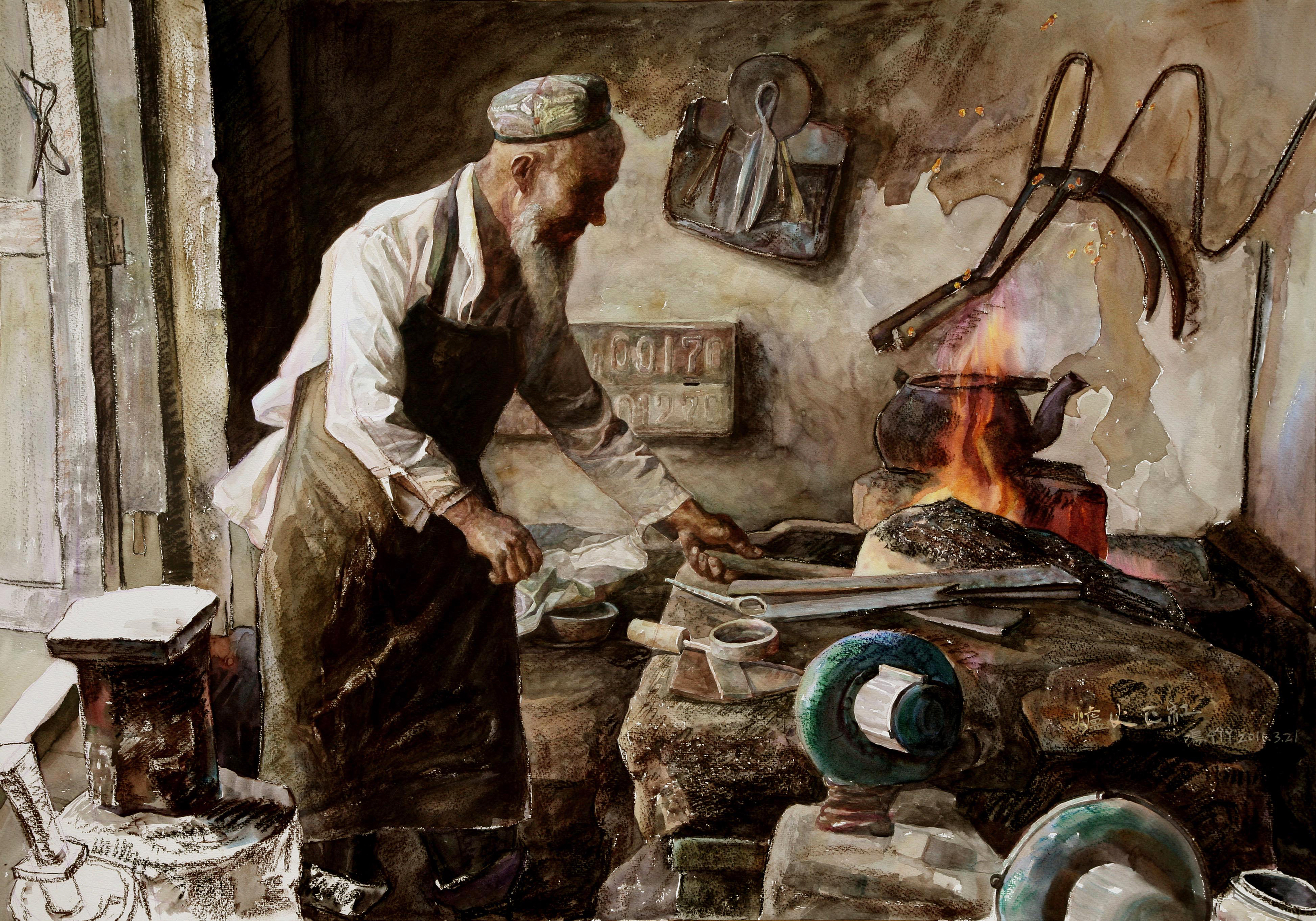 The forge fire burns bright