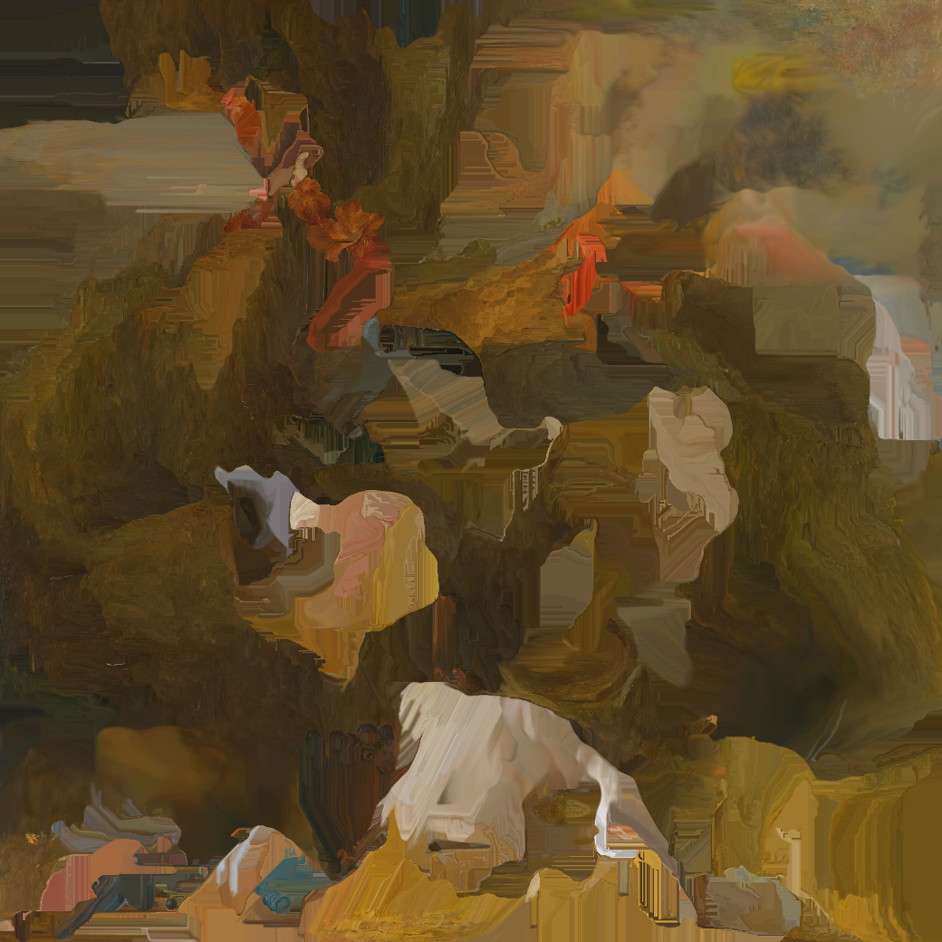 Landscape with exotic birds and two dogs