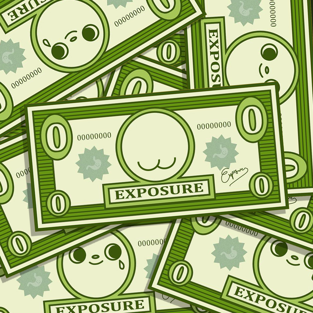 A stack of Exposure Dollar Bills