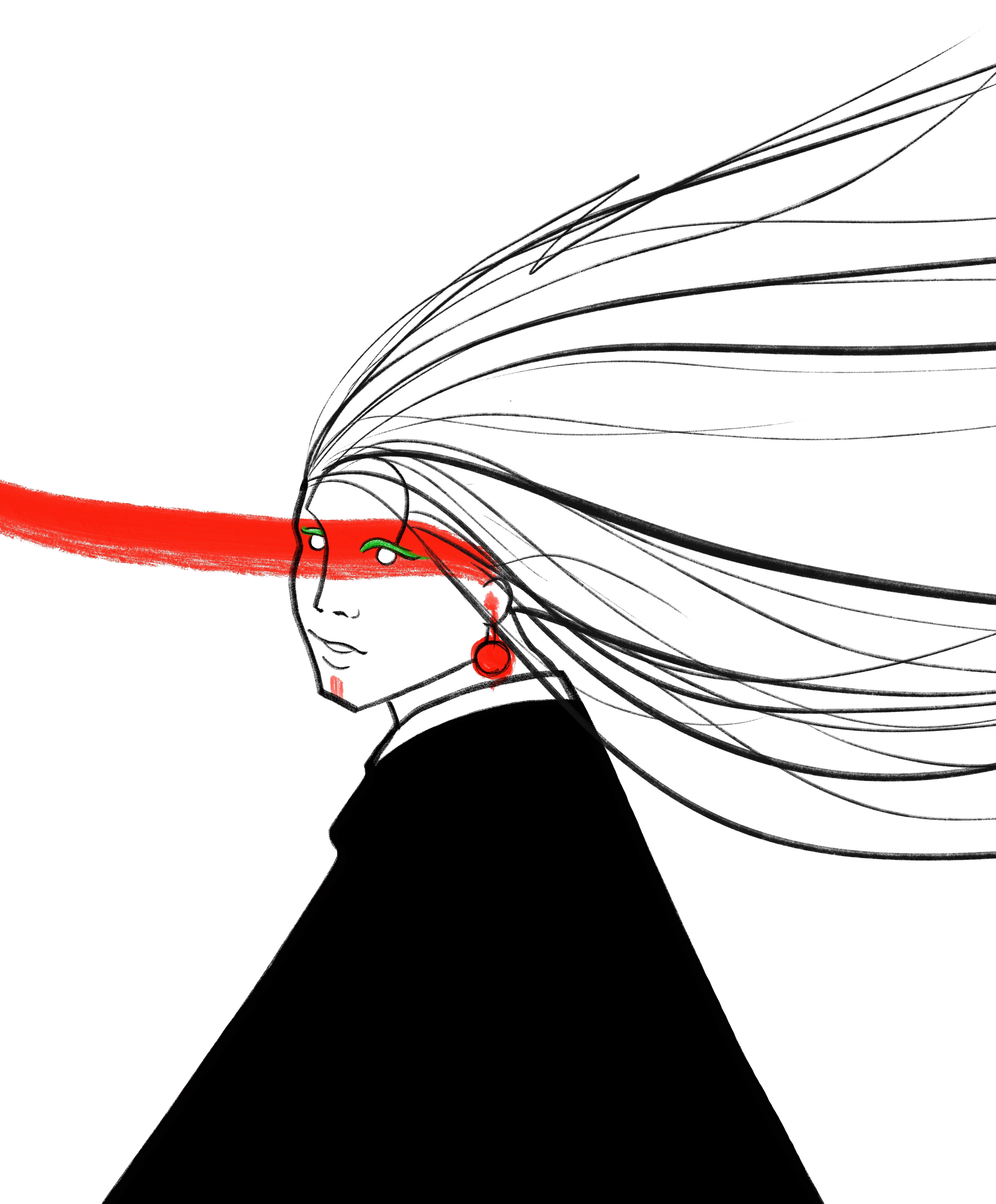 The girl with a blood earring.