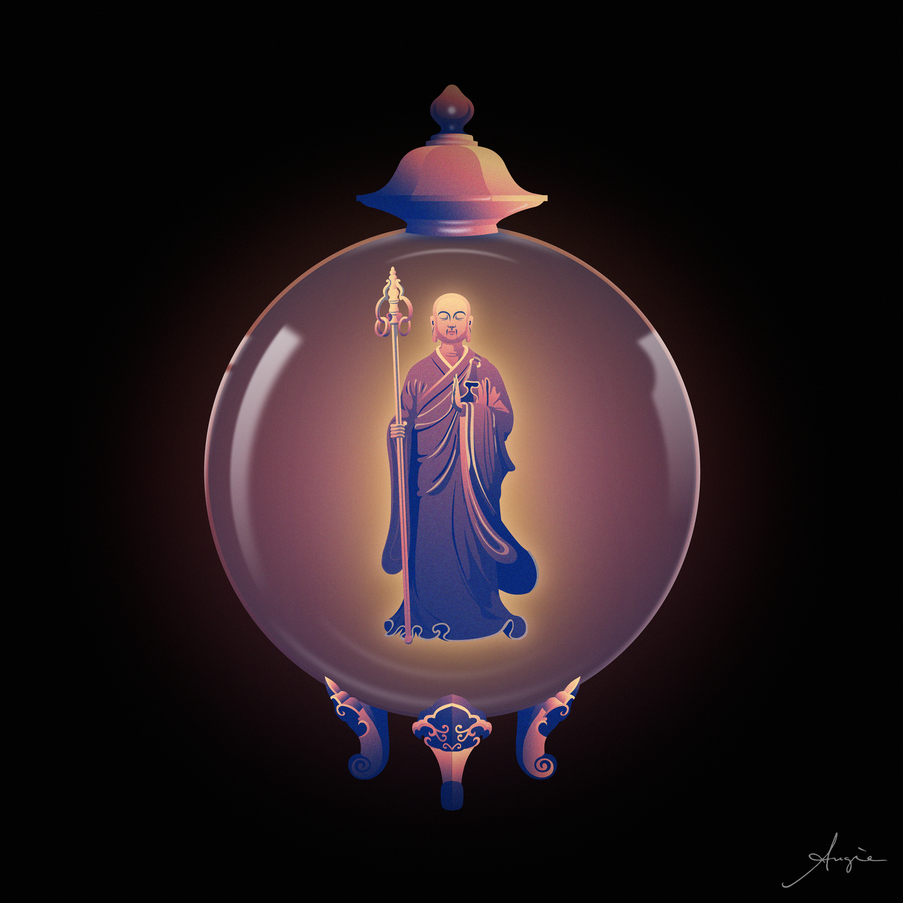 Buddha In A Globe