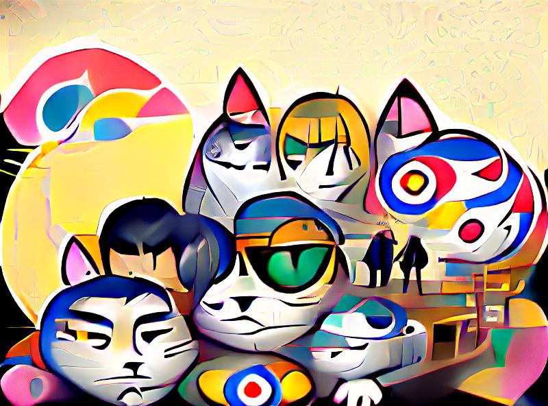 Cool Cats NFT in the style of Murakami