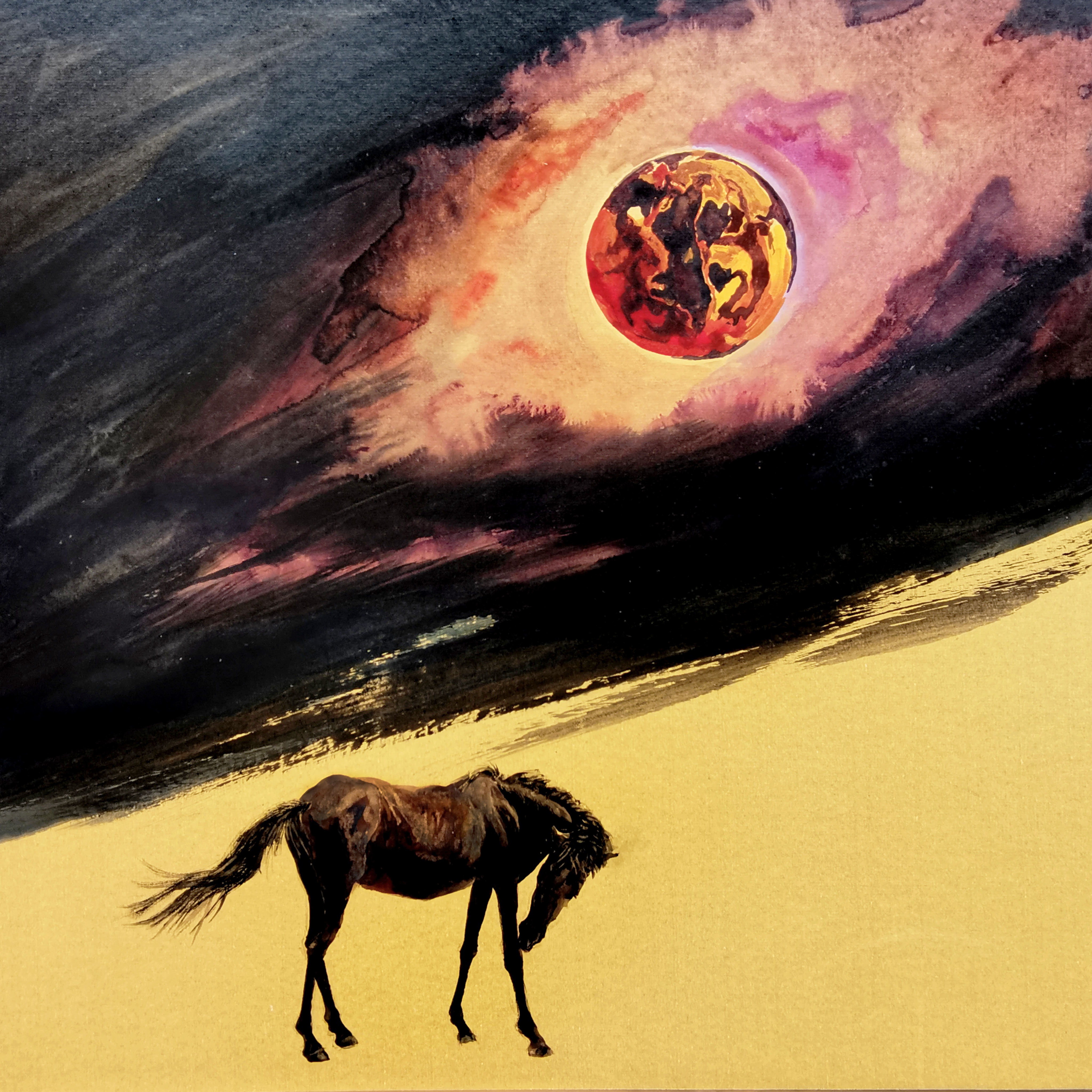 stands still with its head bowed