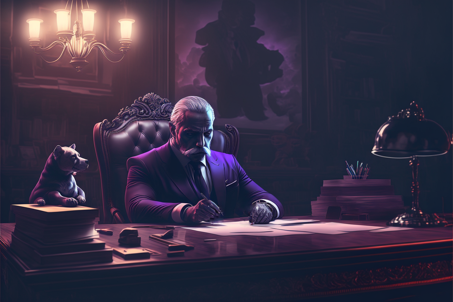 Don Leon on his desk