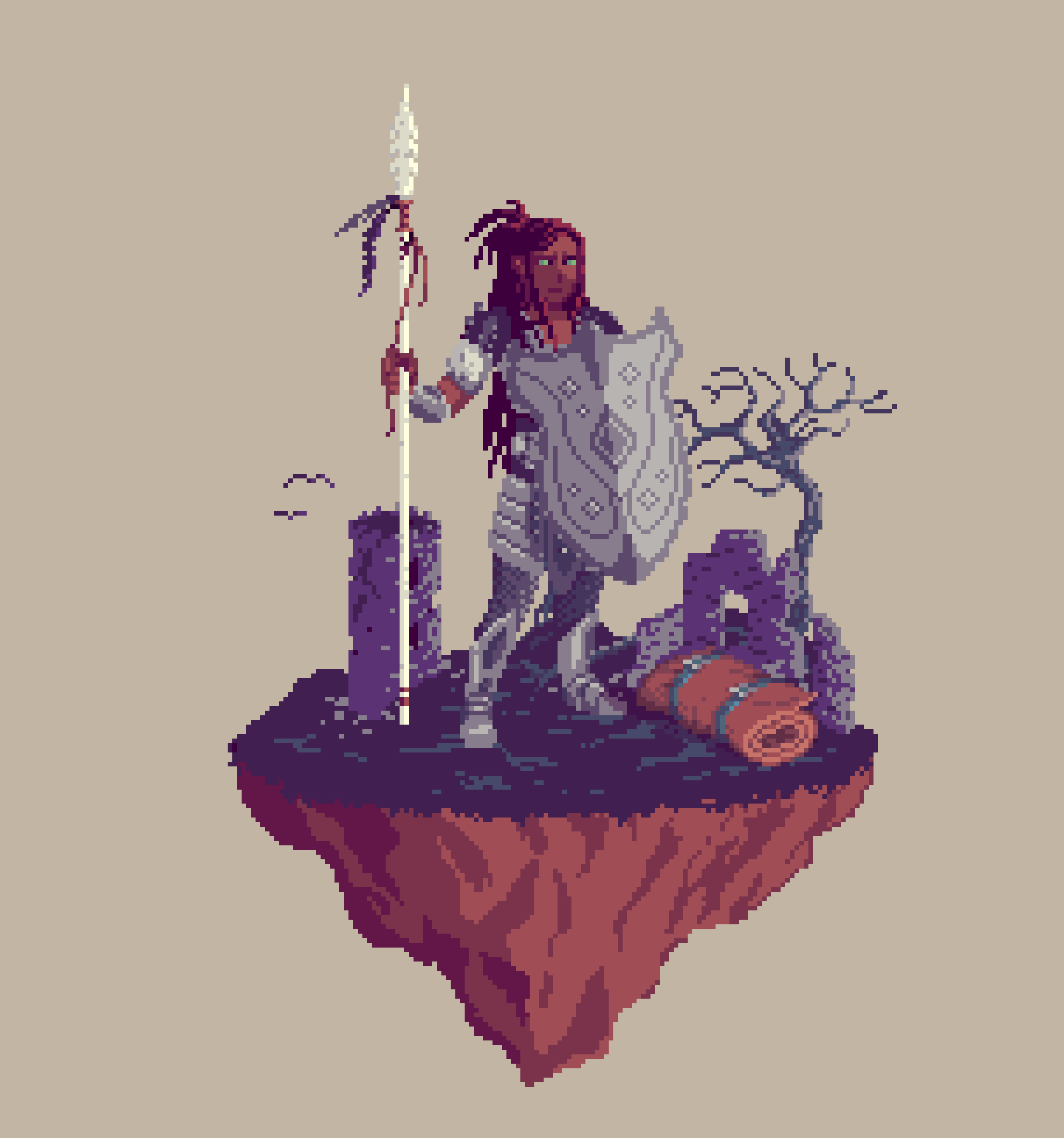 Valiant Human Lineholder Fighter from The Ruins + Bedroll