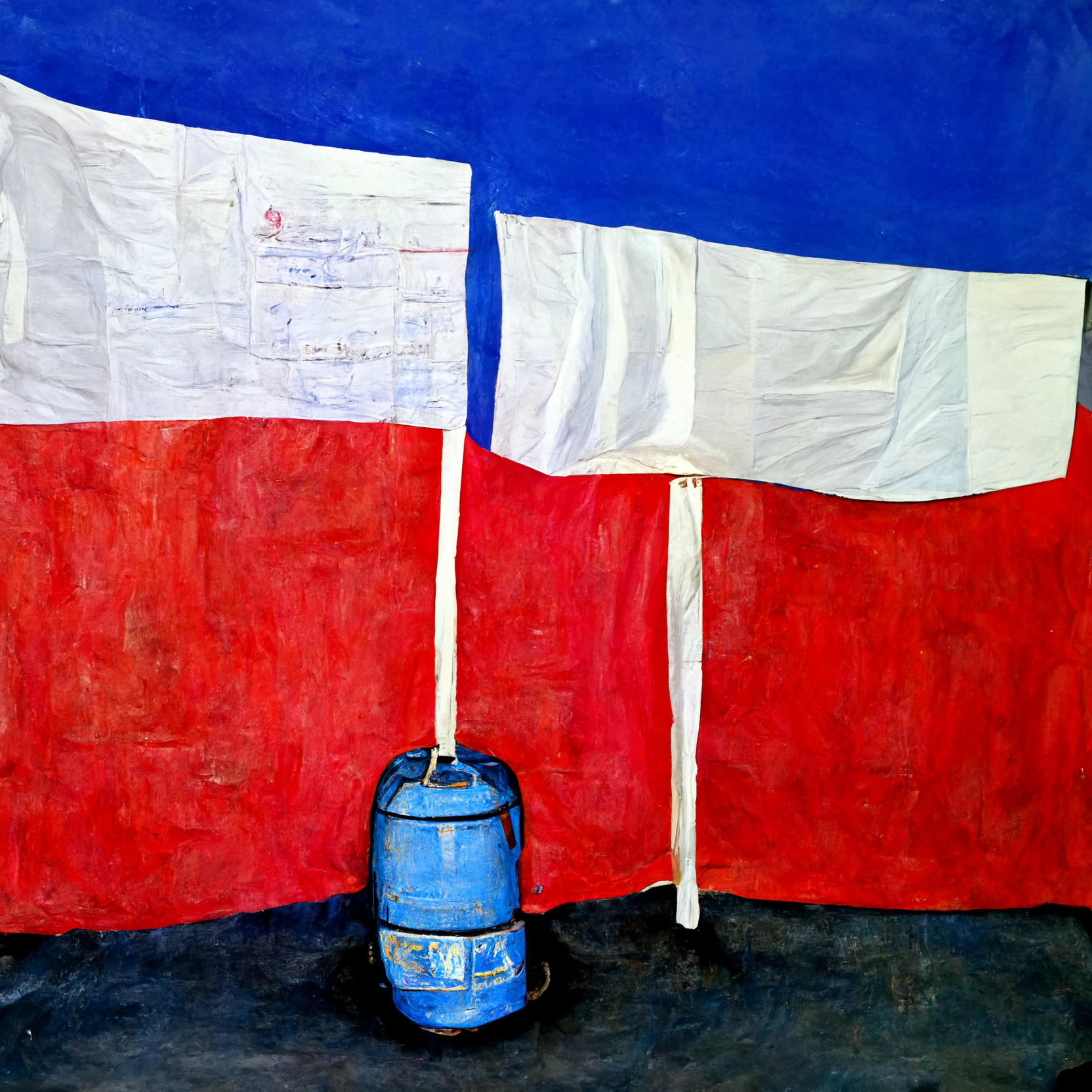 /IMAGINE: "FRENCH 64 GALLON TOTER IN FRONT OF FRENCH FLAG"
