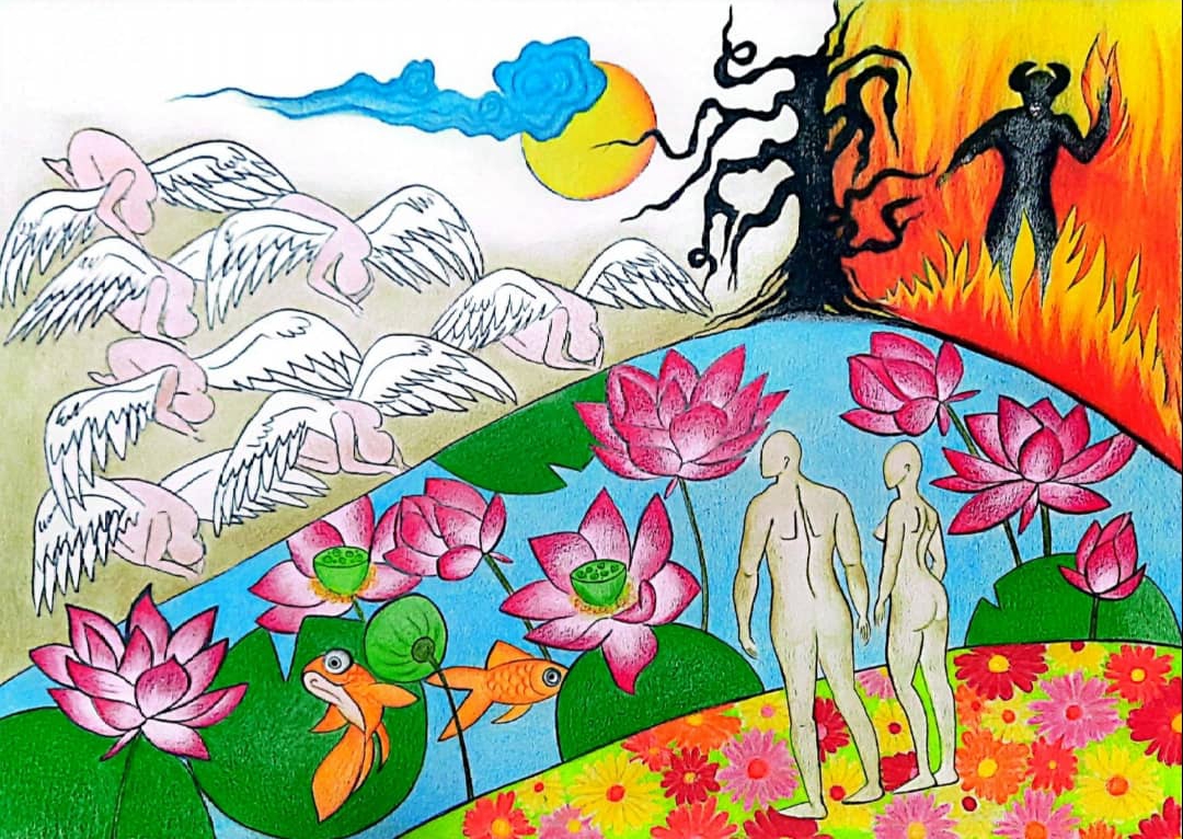 The story of Adam and Eve.Part of one