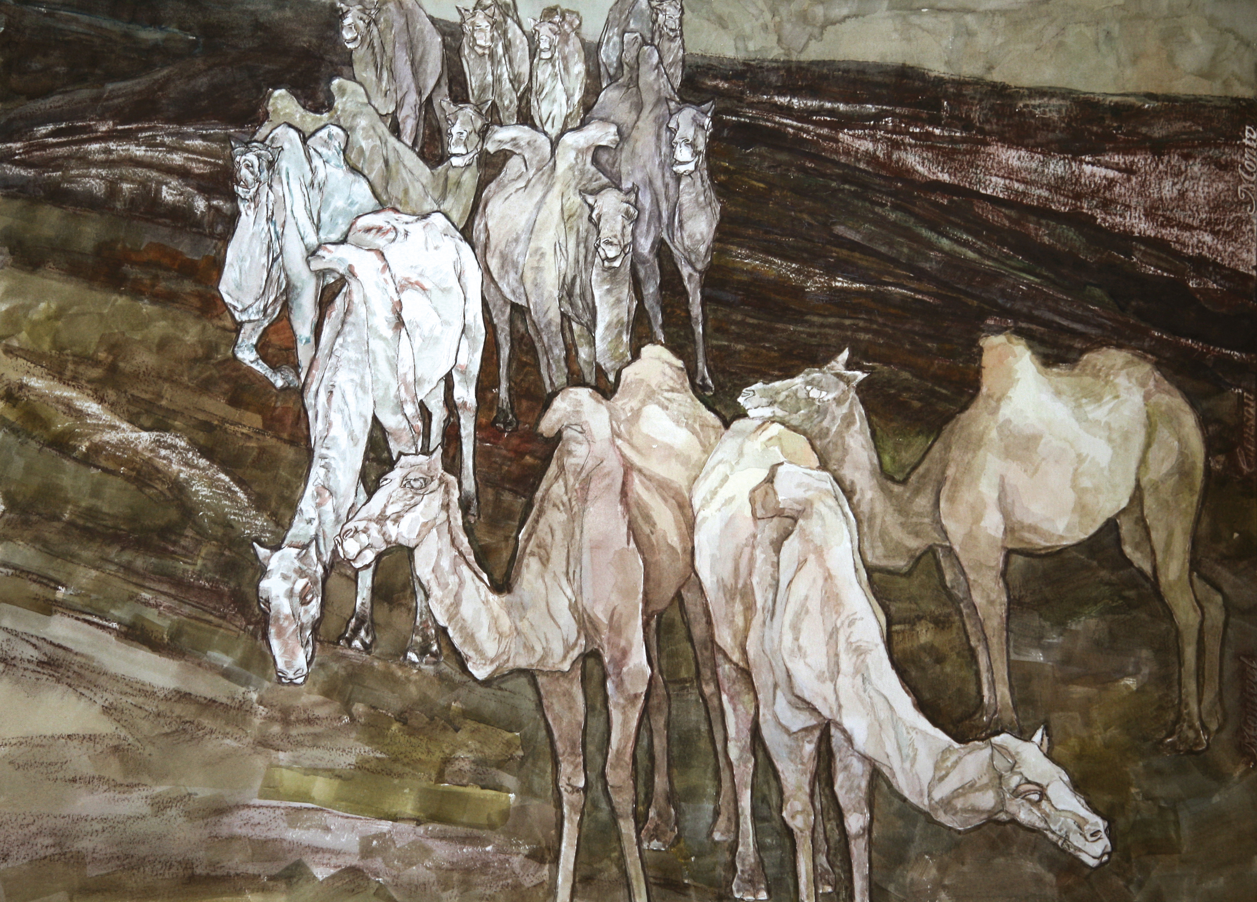 Noble bones face the wind, watching the world from empty heights