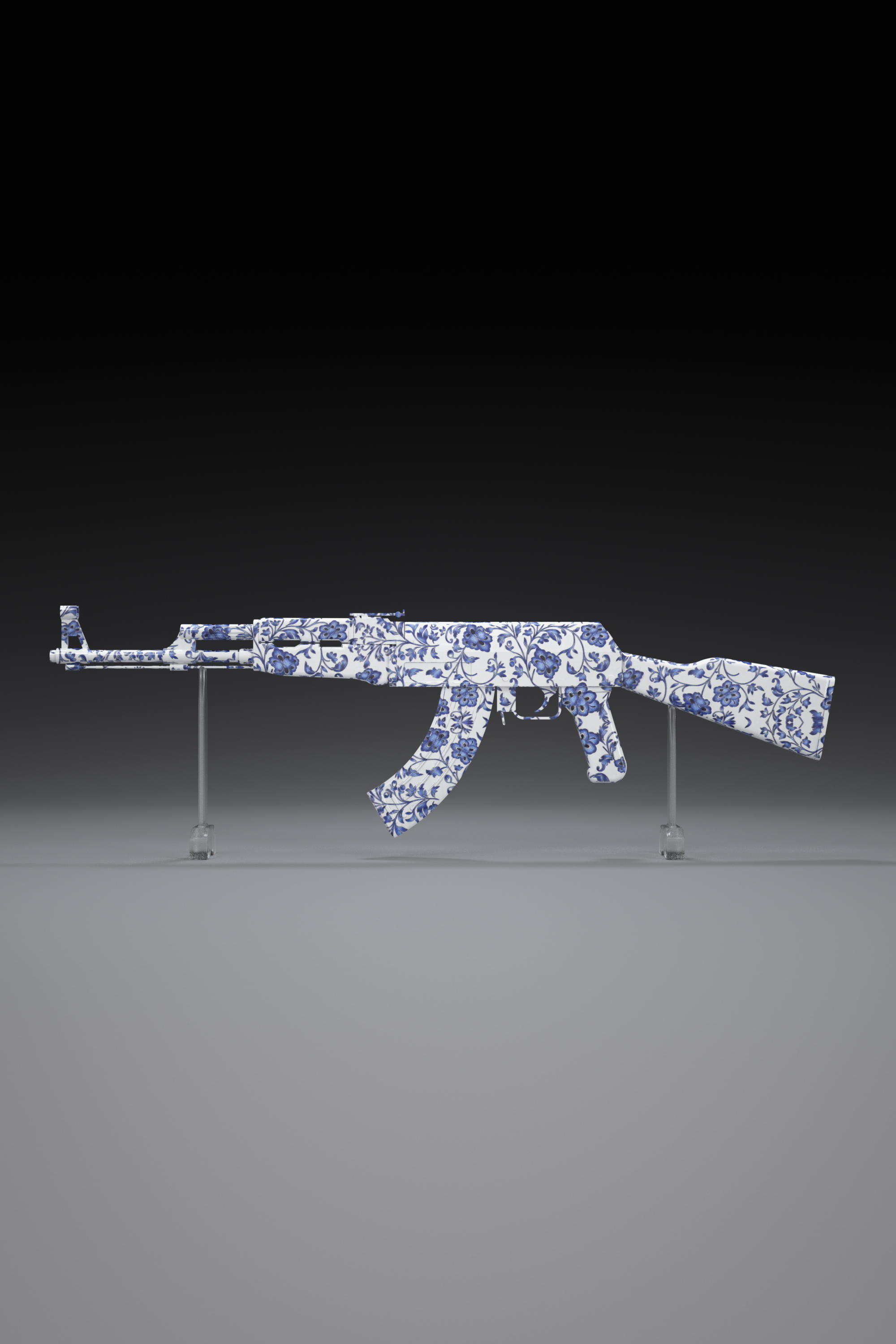 沙俄式青花缠枝花纹突击火铳/Tsarist Russian style Chinese blue and white flower assault cannon