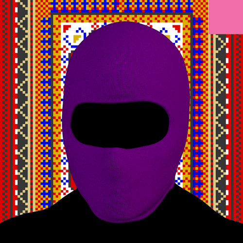 Villain #21 - The Purple Balaclava Villain on the Rug background with the Pink Accent