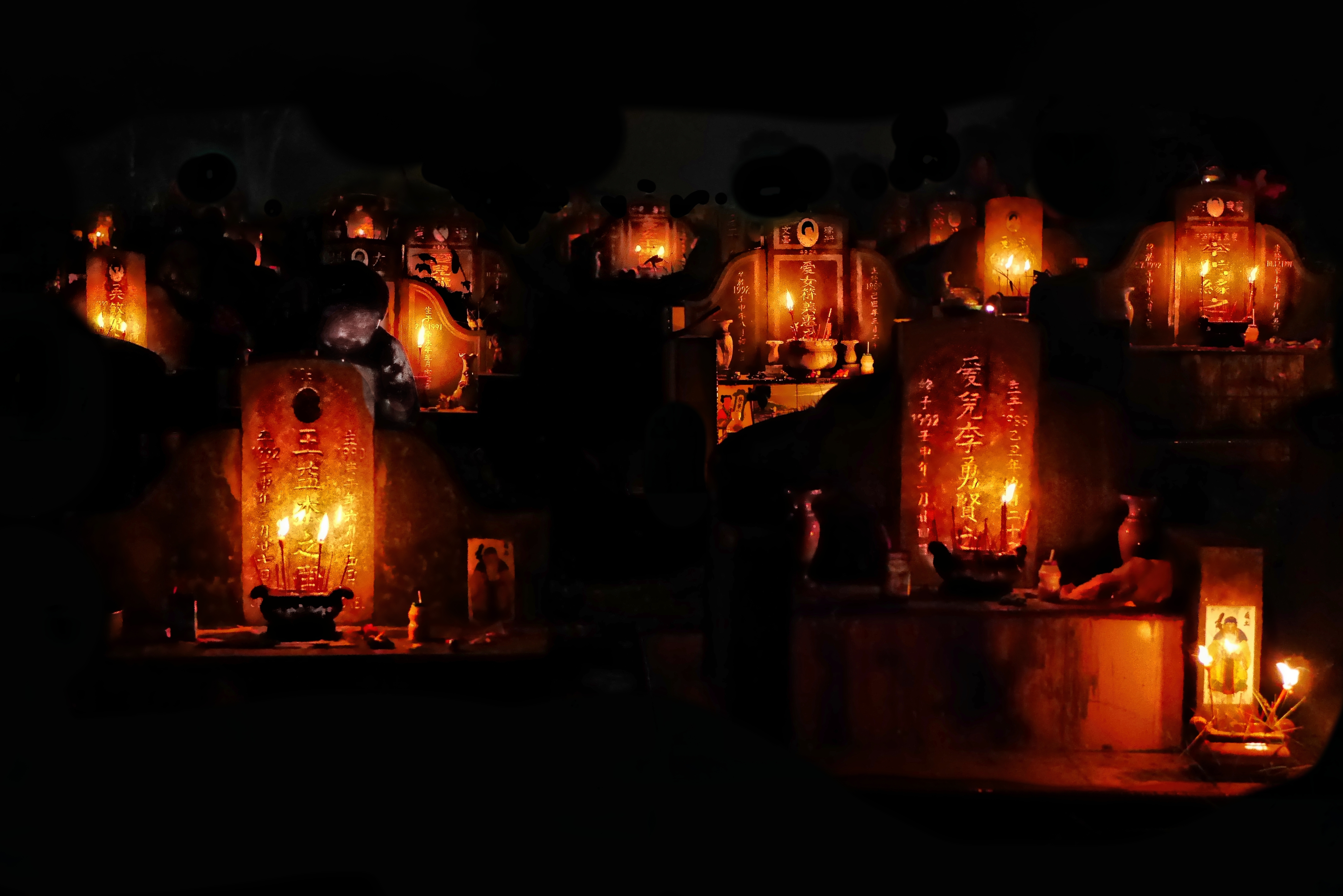 Night-time Cemetery Rituals, Singapore (4) - Cemetery plot for fetuses and dead babies