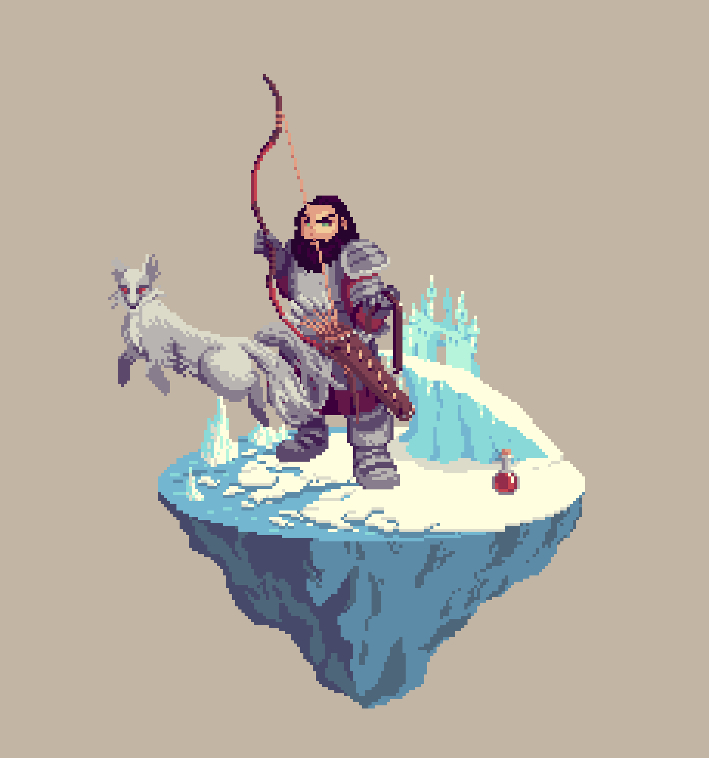 Lead Dwarf Hunt Ranger from The Castle + Potion