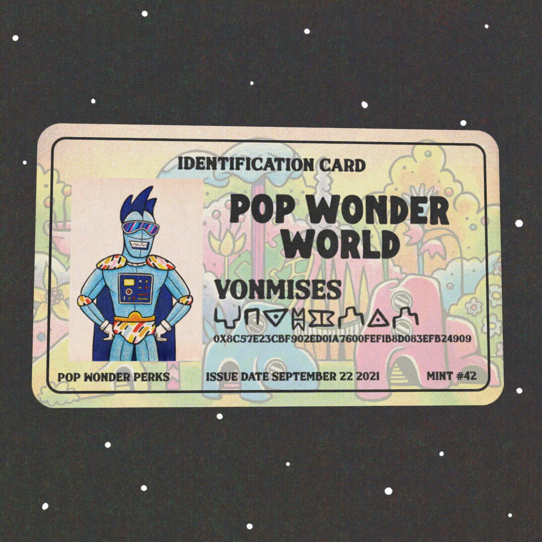Pop Wonder World Identification Card // VonMises // Mint #42