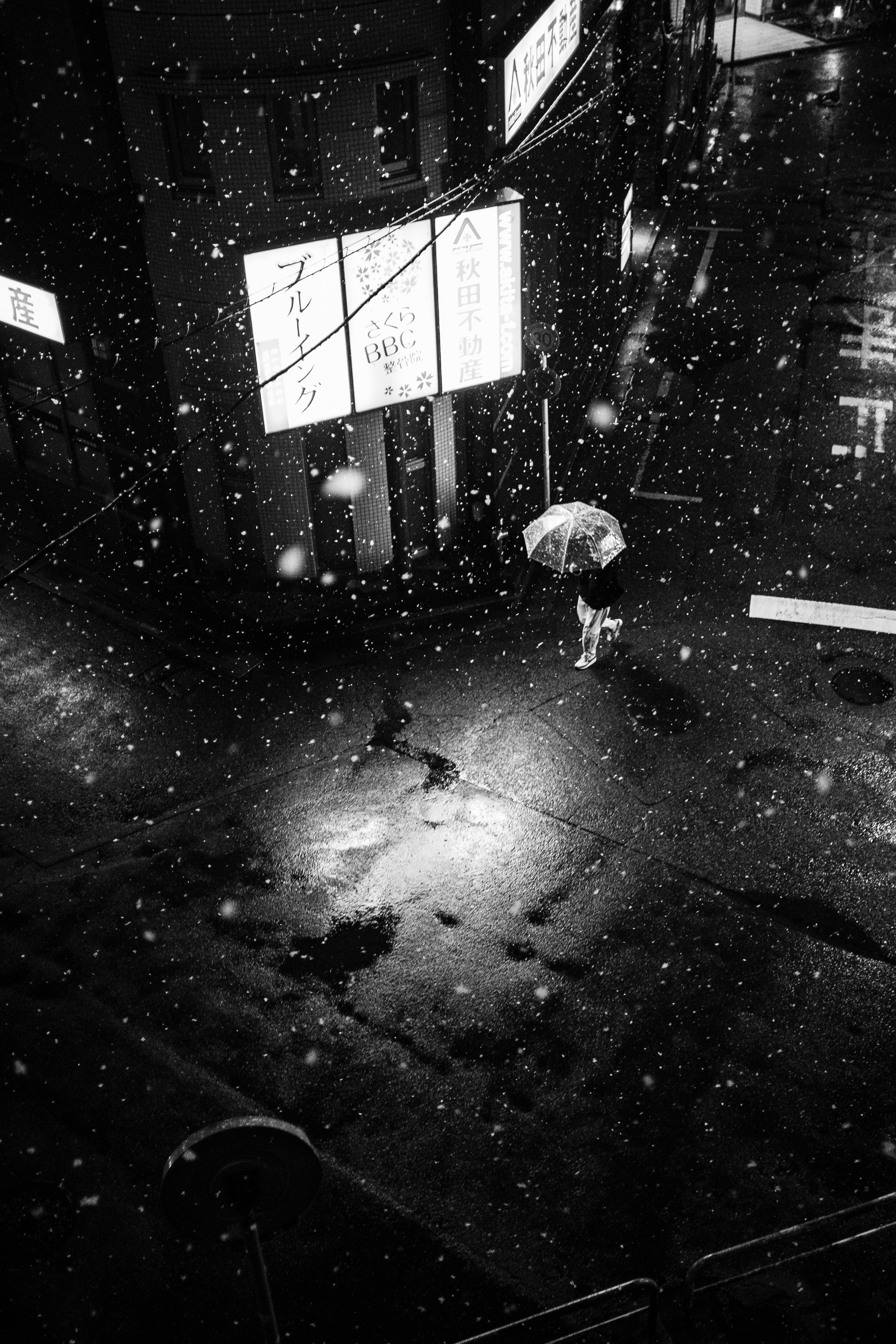 Alley where snow dances