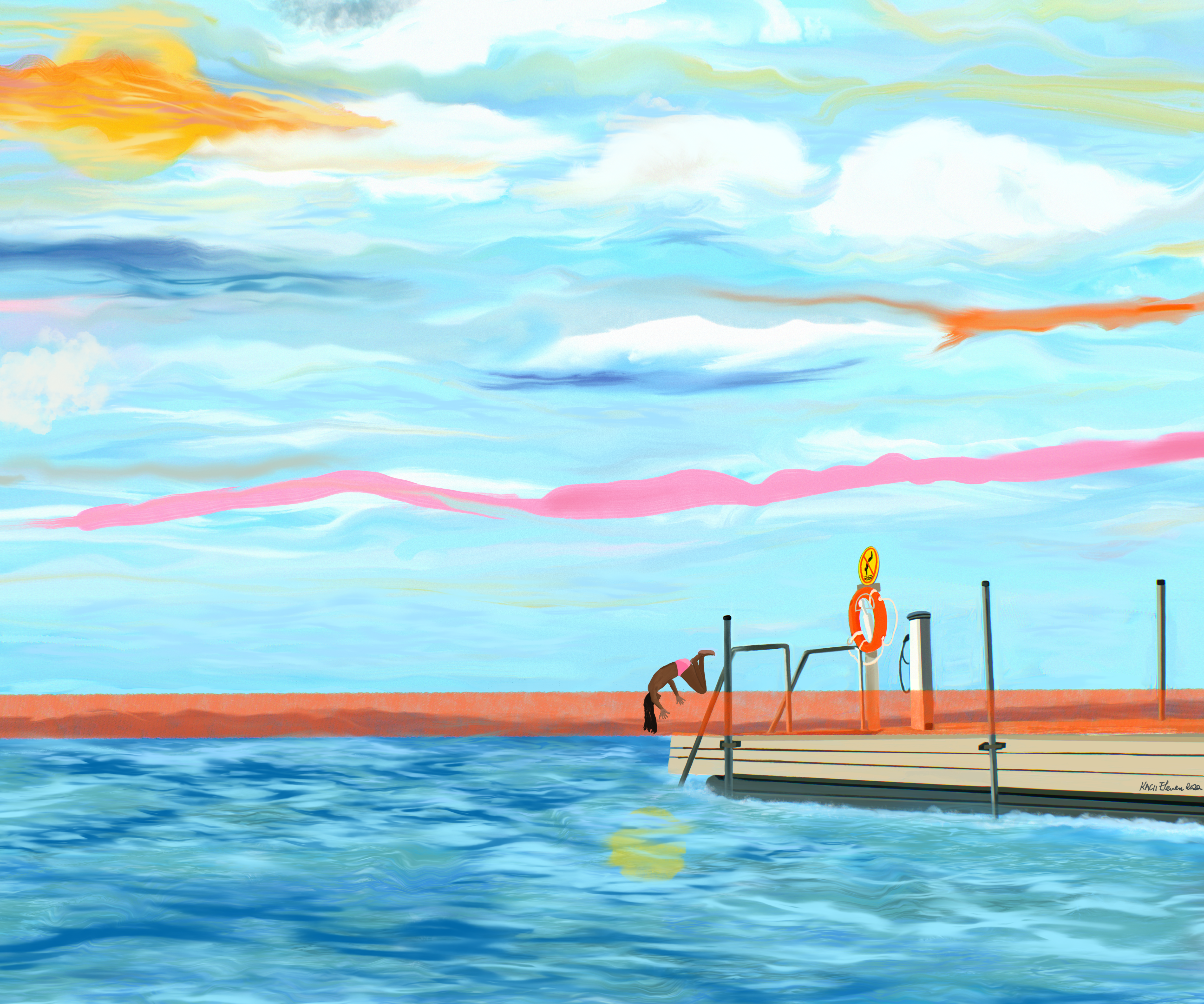 Samuel learns to dive