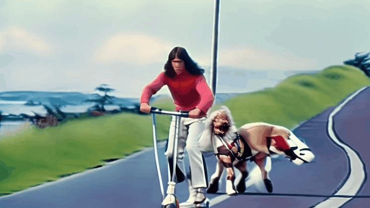 SCOOTER MAN GETS A DOG 