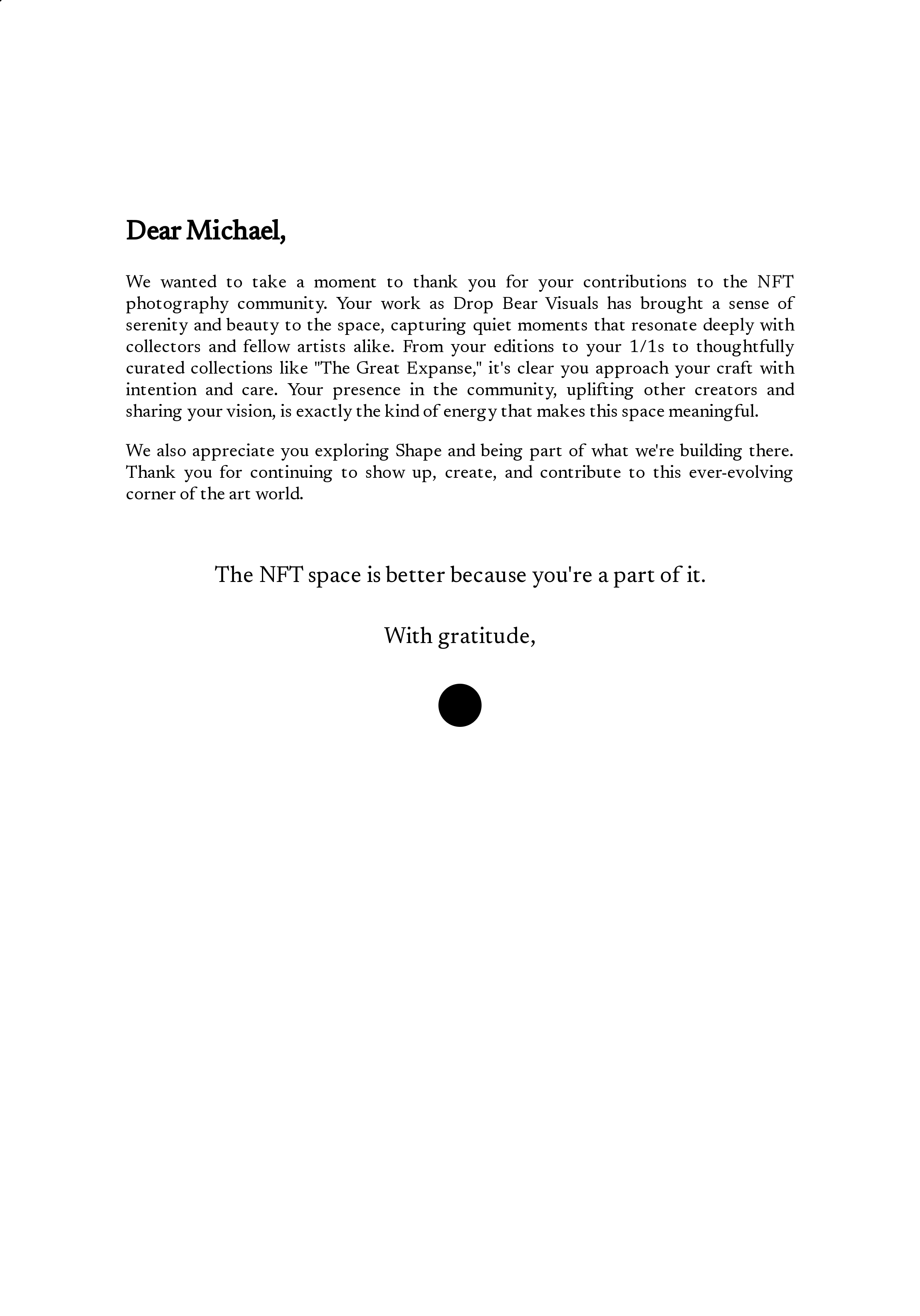 Dear Michael