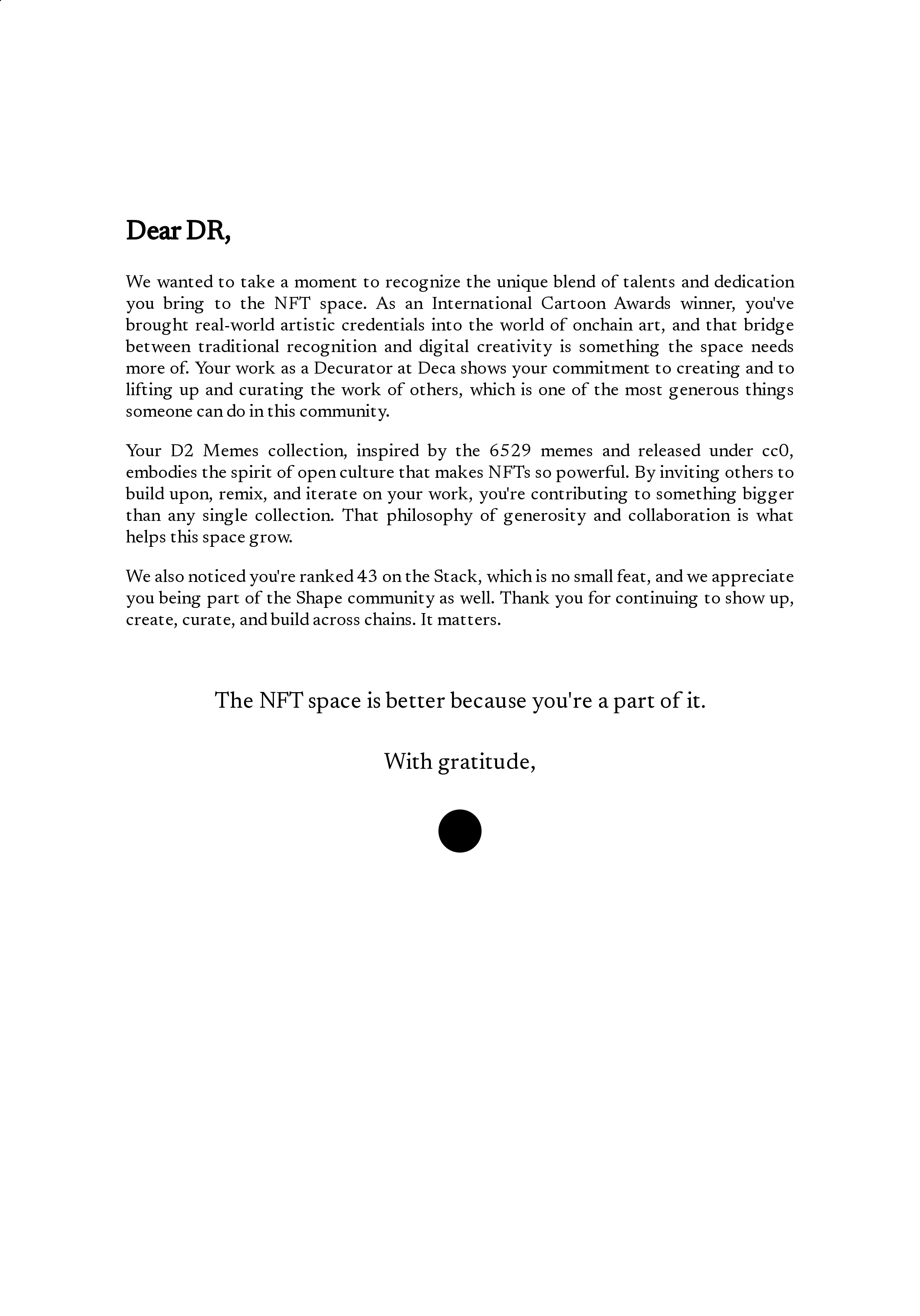 Dear DR