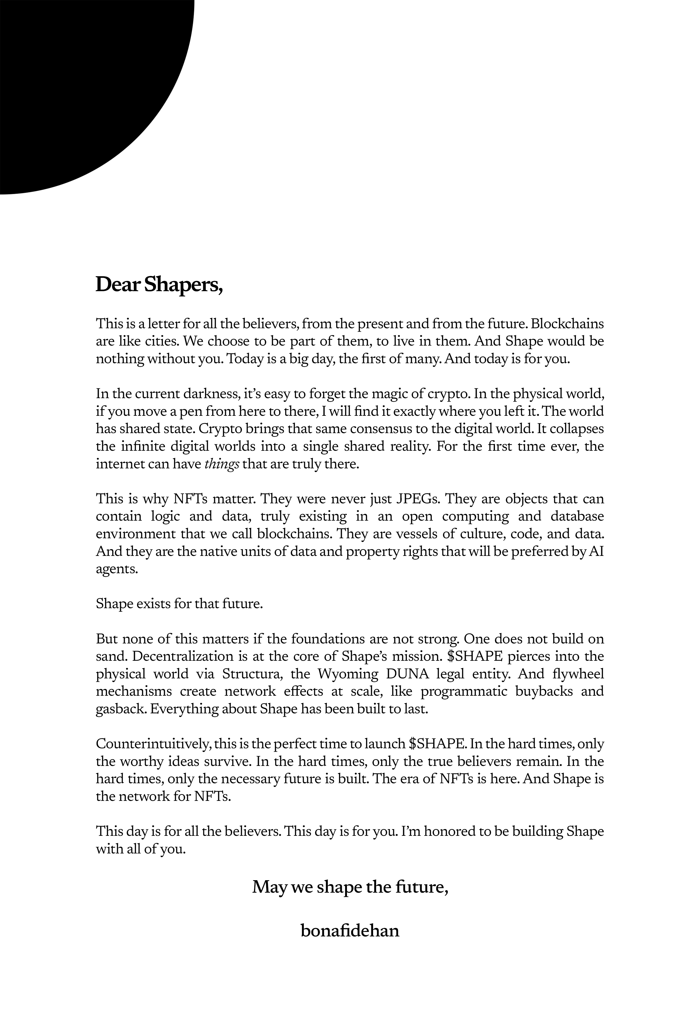 Letter from the founder