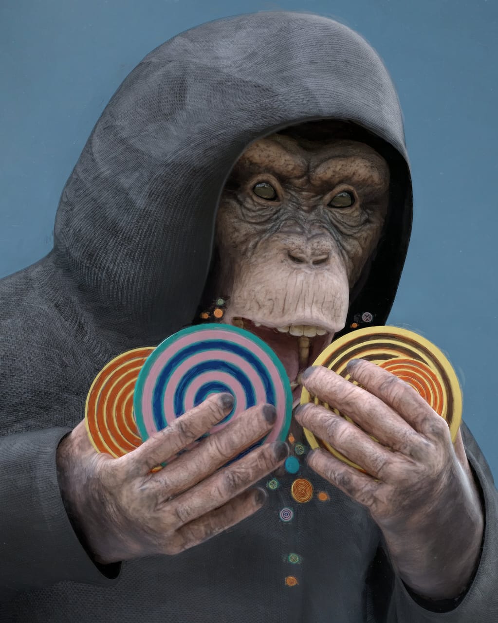 hoodie ape eating QQLs