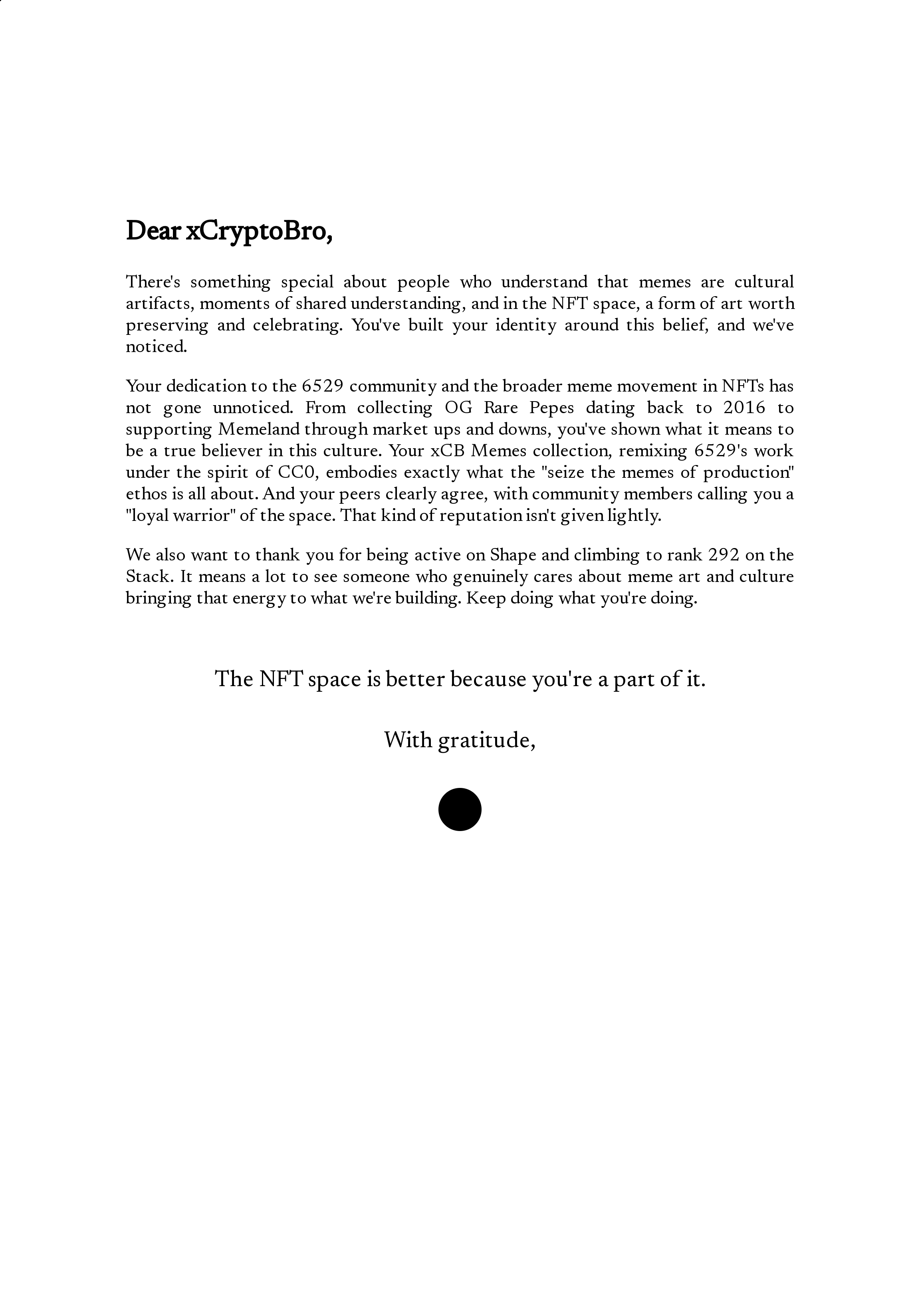 Dear xCryptoBro